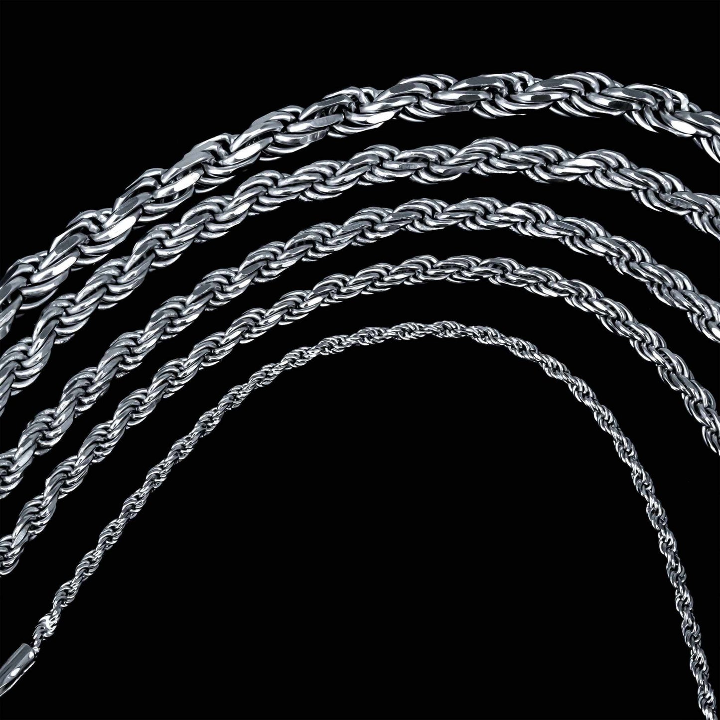 Solid Real 925 Sterling Silver Rope Chains 1.5-4mm 18-30 inches Italy - Triathlete Store