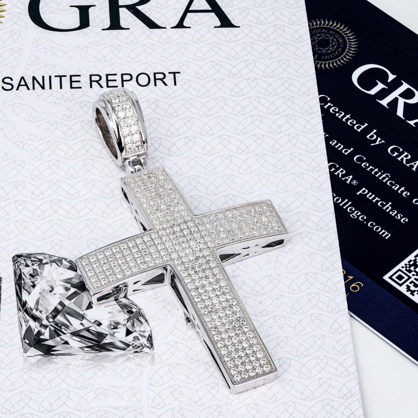 Moissanite Cross Pendant Real 925 Sterling Silver