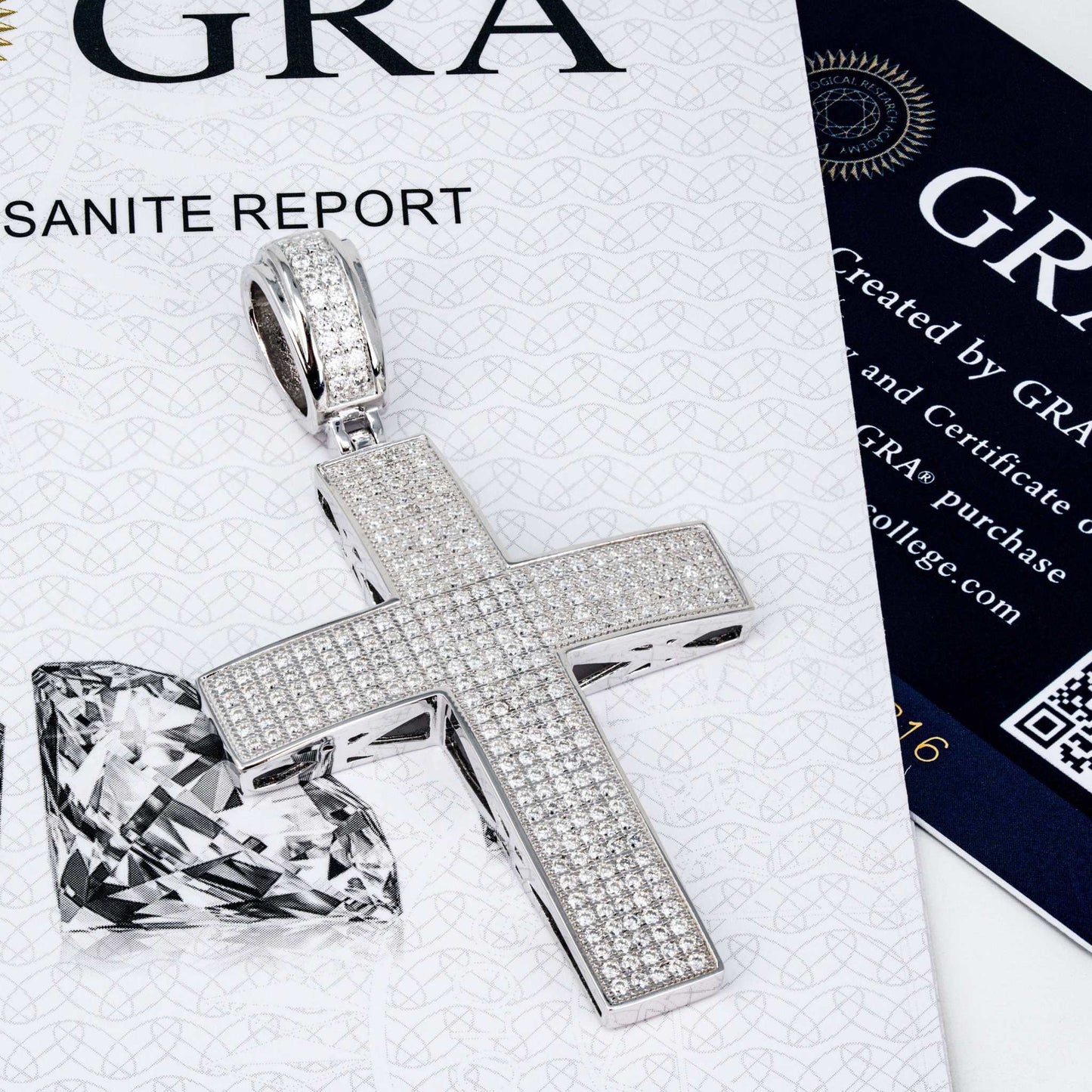 Moissanite Cross Pendant Real 925 Sterling Silver
