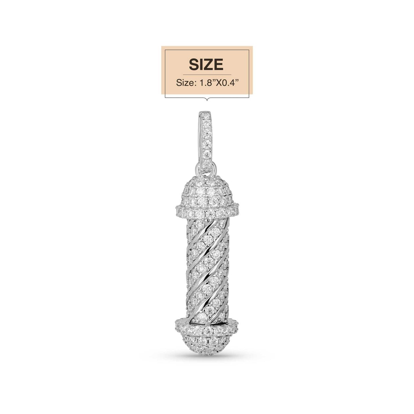 Moissanite Barber Pole Pendant in 925 Sterling Silver