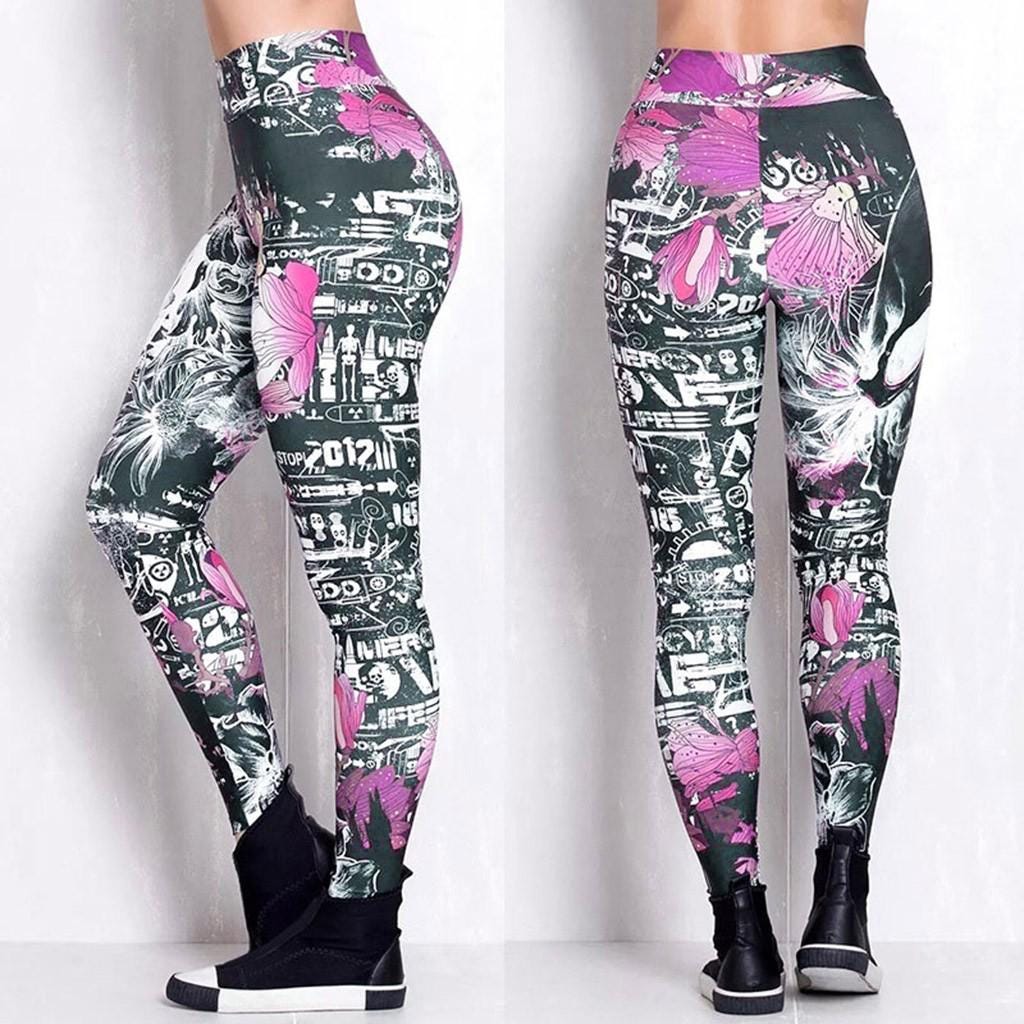 Rock n Roll Skull Purple Leggings | Yoga Pants | Dark Gothic Stretchy
