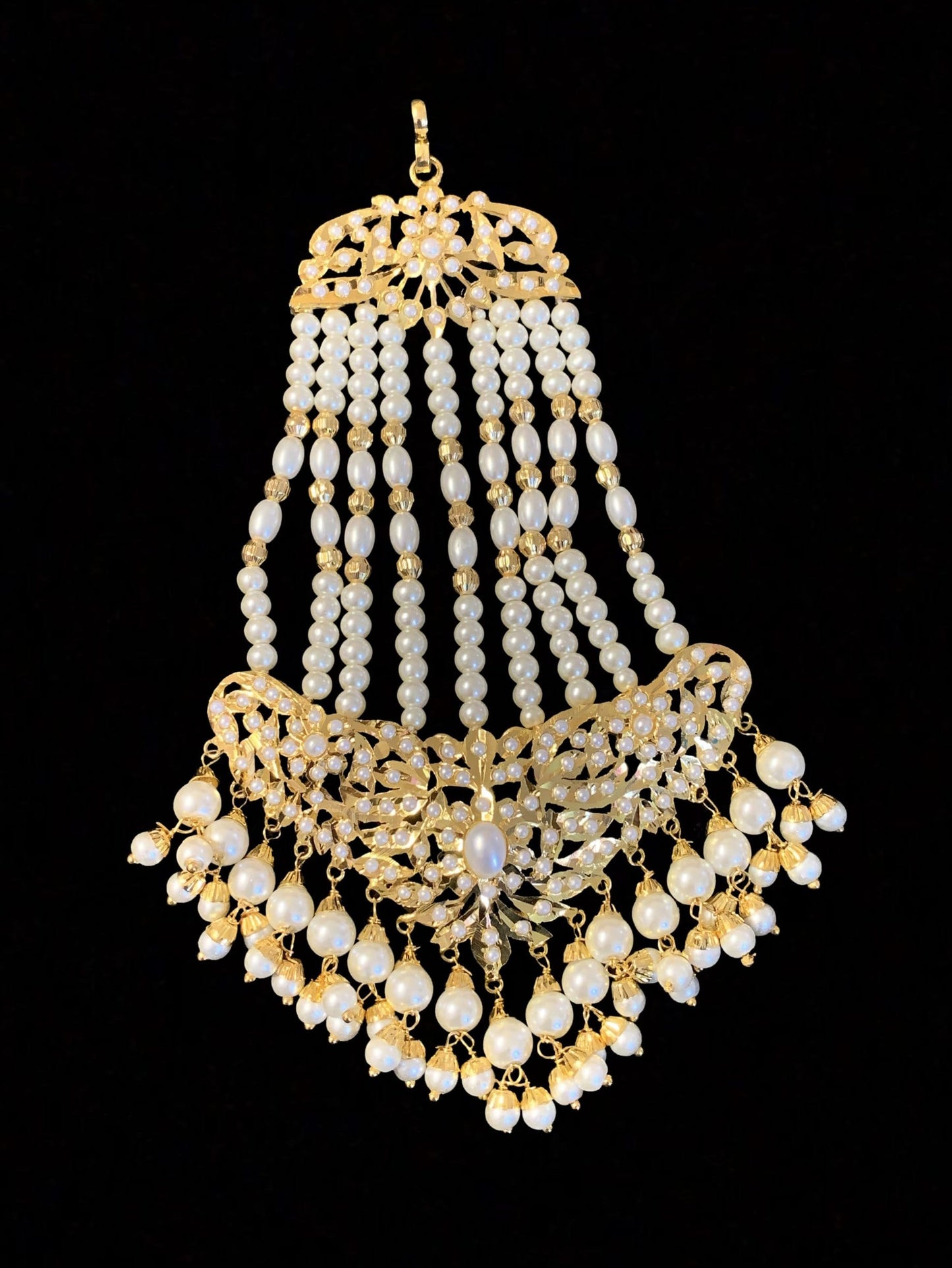 DJHR44 Hema jadau jhoomar in pearls ( READY TO SHIP )