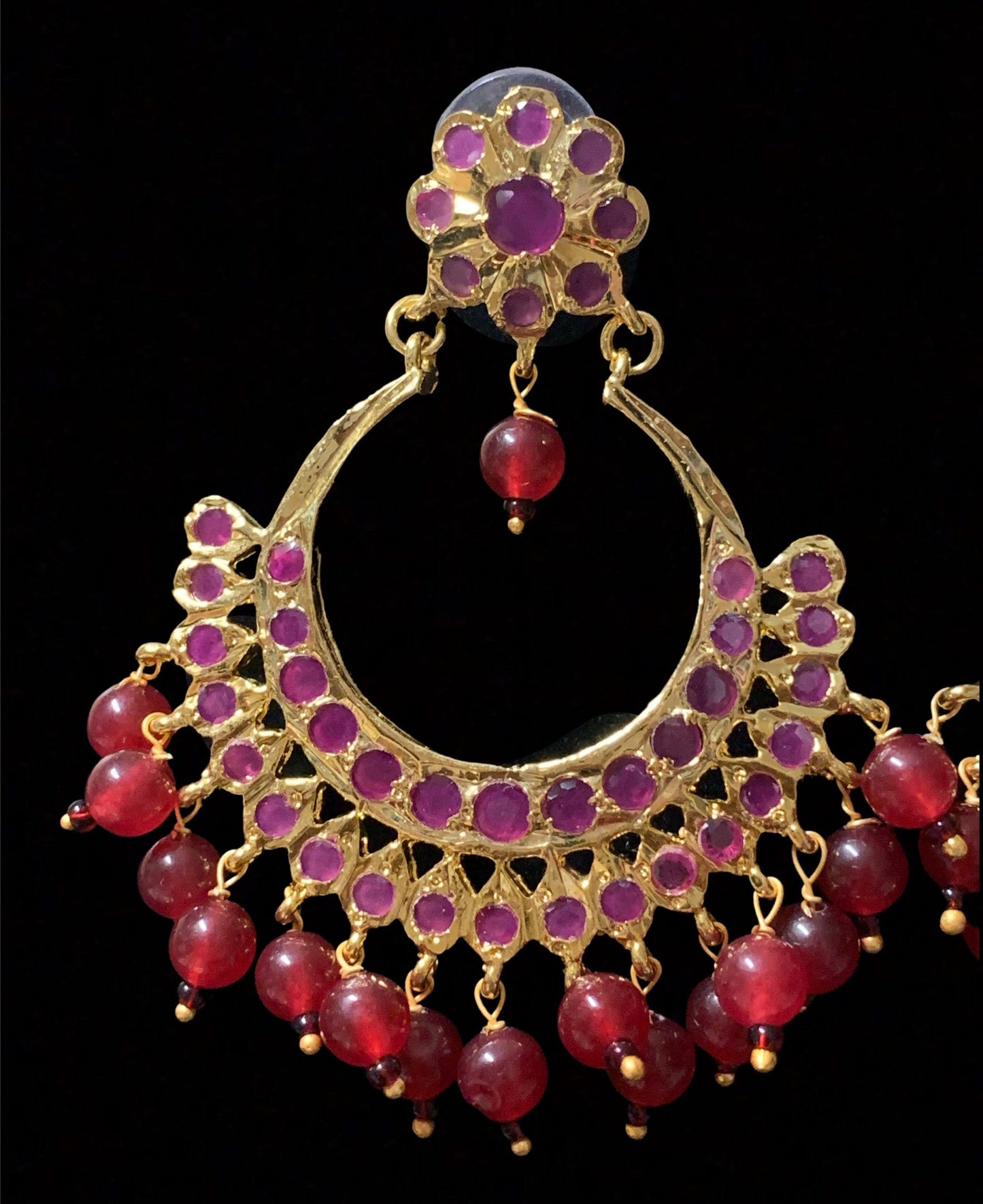 DER59 Anaita Hyderabadi chandbali in rubies (READY TO SHIP)