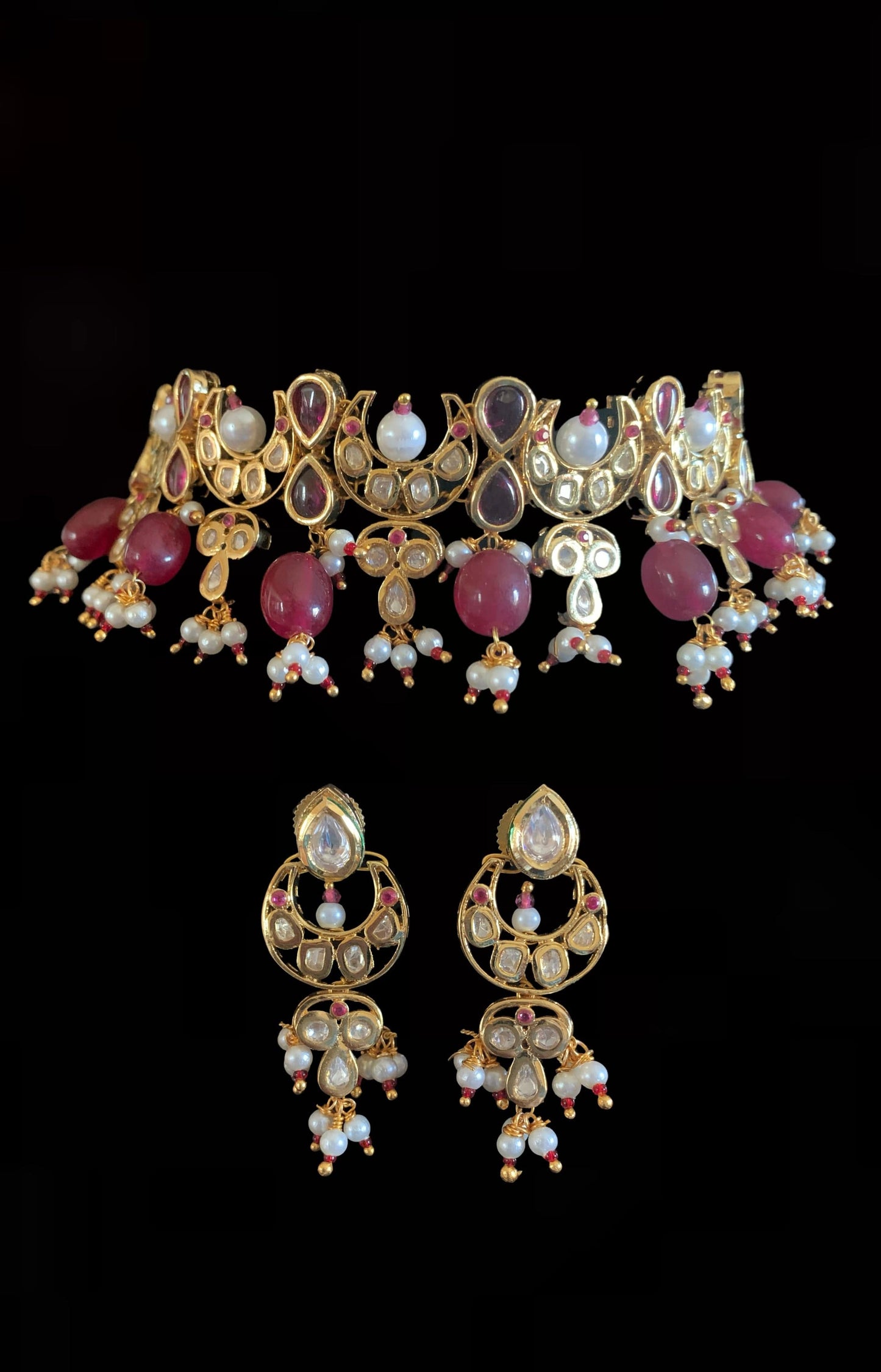 Nandini polki choker in ruby ( READY TO SHIP)
