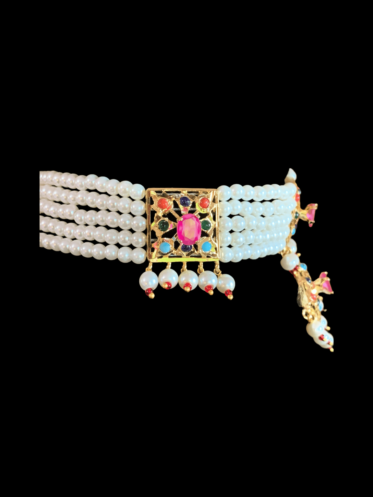 C89 Anushay choker set in navratan ( READY TO SHIP )