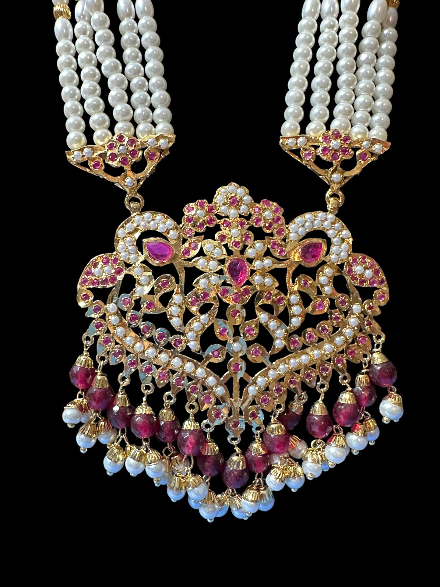 DLN19 Neeli rani haar with earrings in ruby ( SHIPS IN 4 WEEKS )