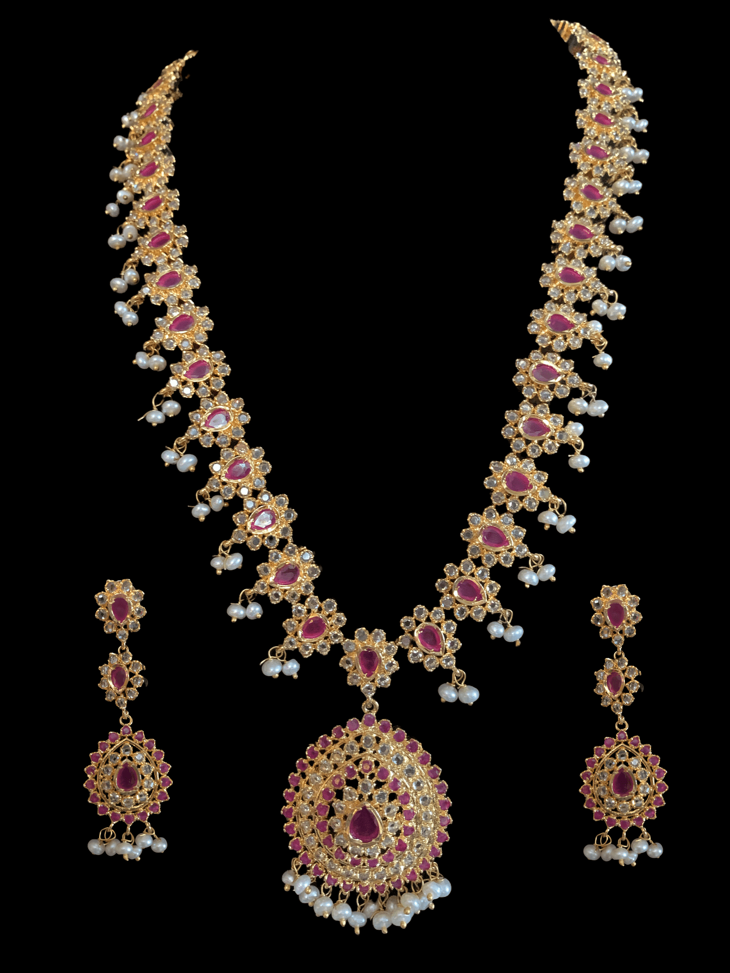 Zehra fresh water pearls SET - RUBY (READY TO SHIP)