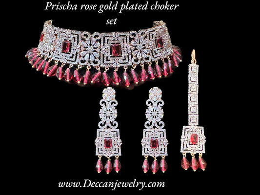 C264 Prischa cz choker in ruby pink  ( READY TO SHIP )
