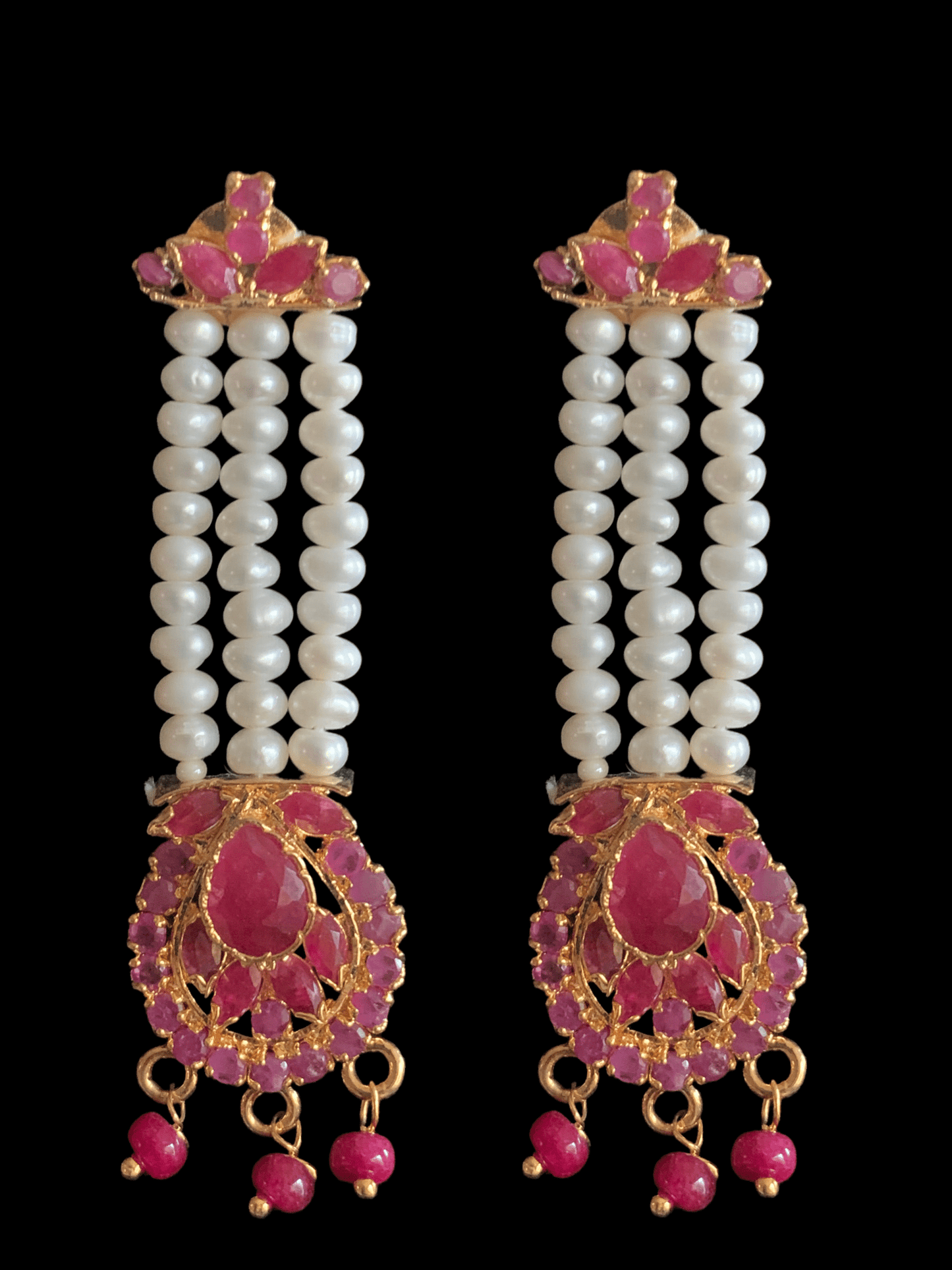 LN108 Fresh water pearl and ruby stone Rani haar ( READY TO SHIP )