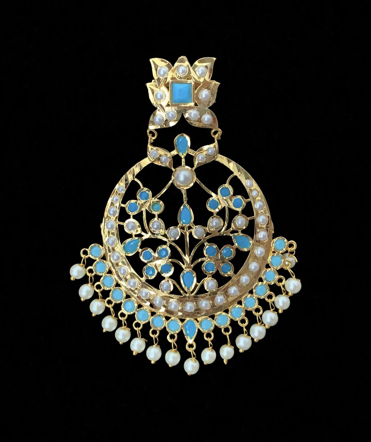 DER203 Radha Feroza chandbali ( READY TO SHIP )