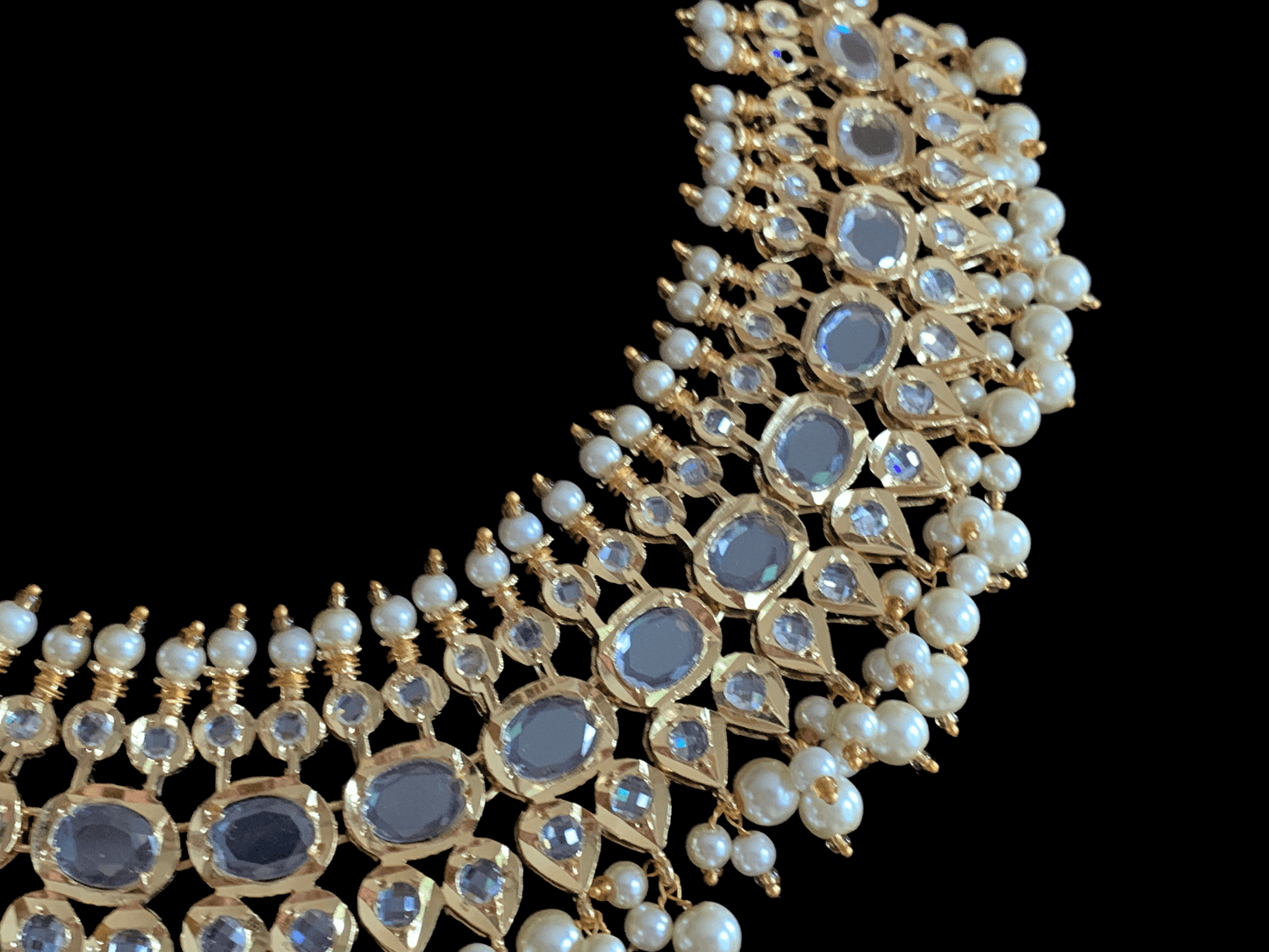 NS511 Aleeza necklace set - golden pearls (SHIPS IN 4 WEEKS )