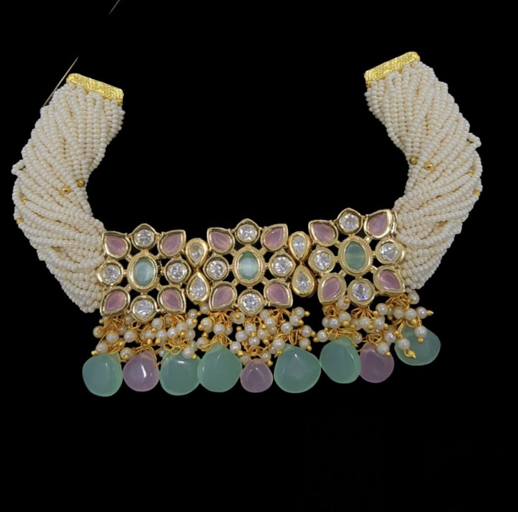 C156 Meera polki choker with earrings ( READY TO SHIP )