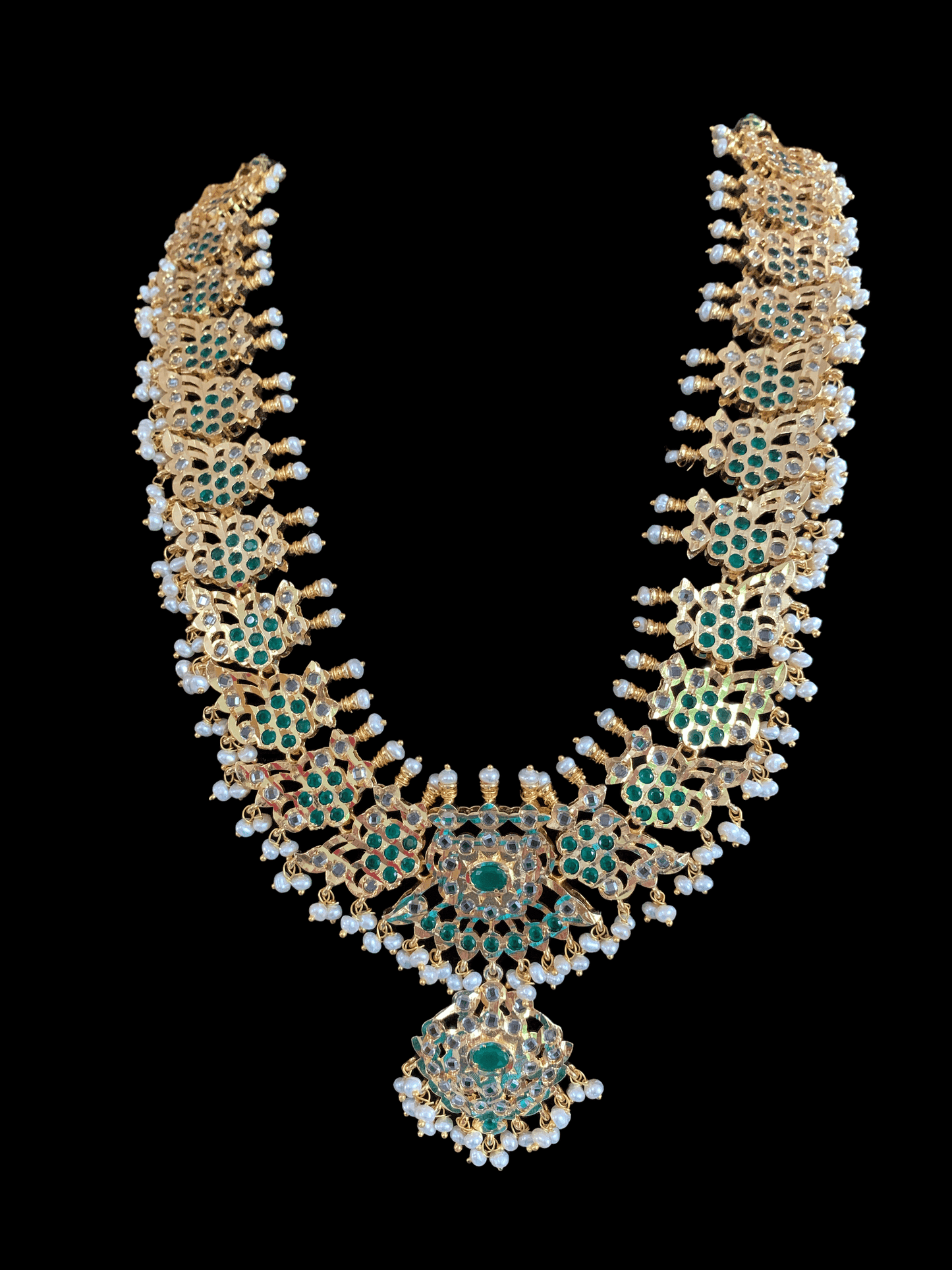 LN8 Samyukta fresh water pearls set in green (READY TO SHIP)