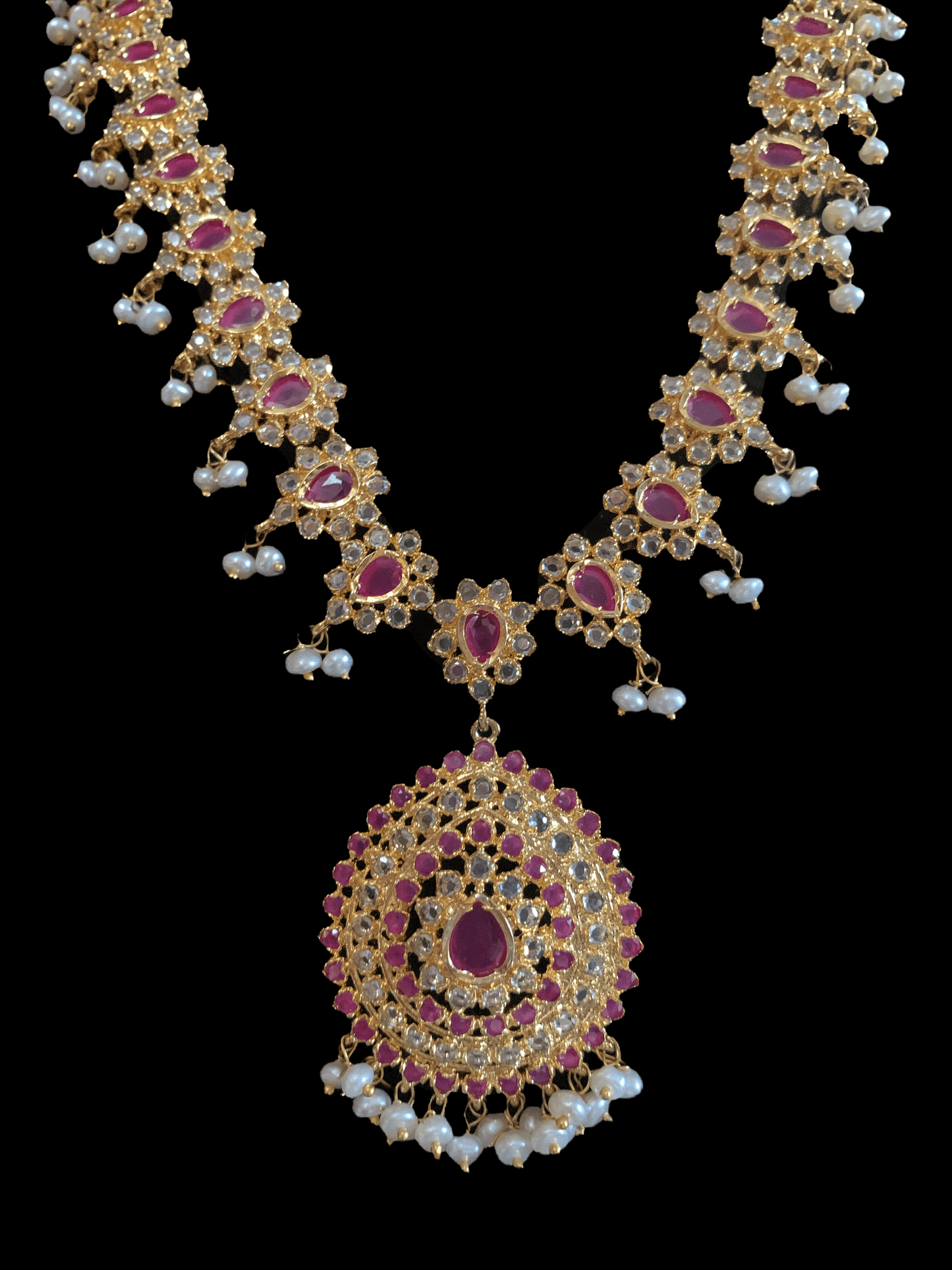 Zehra fresh water pearls SET - RUBY (READY TO SHIP)