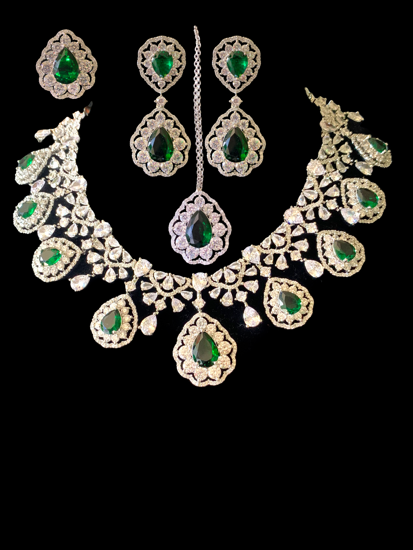 BR95 Cz necklace set - green ( READY TO SHIP )
