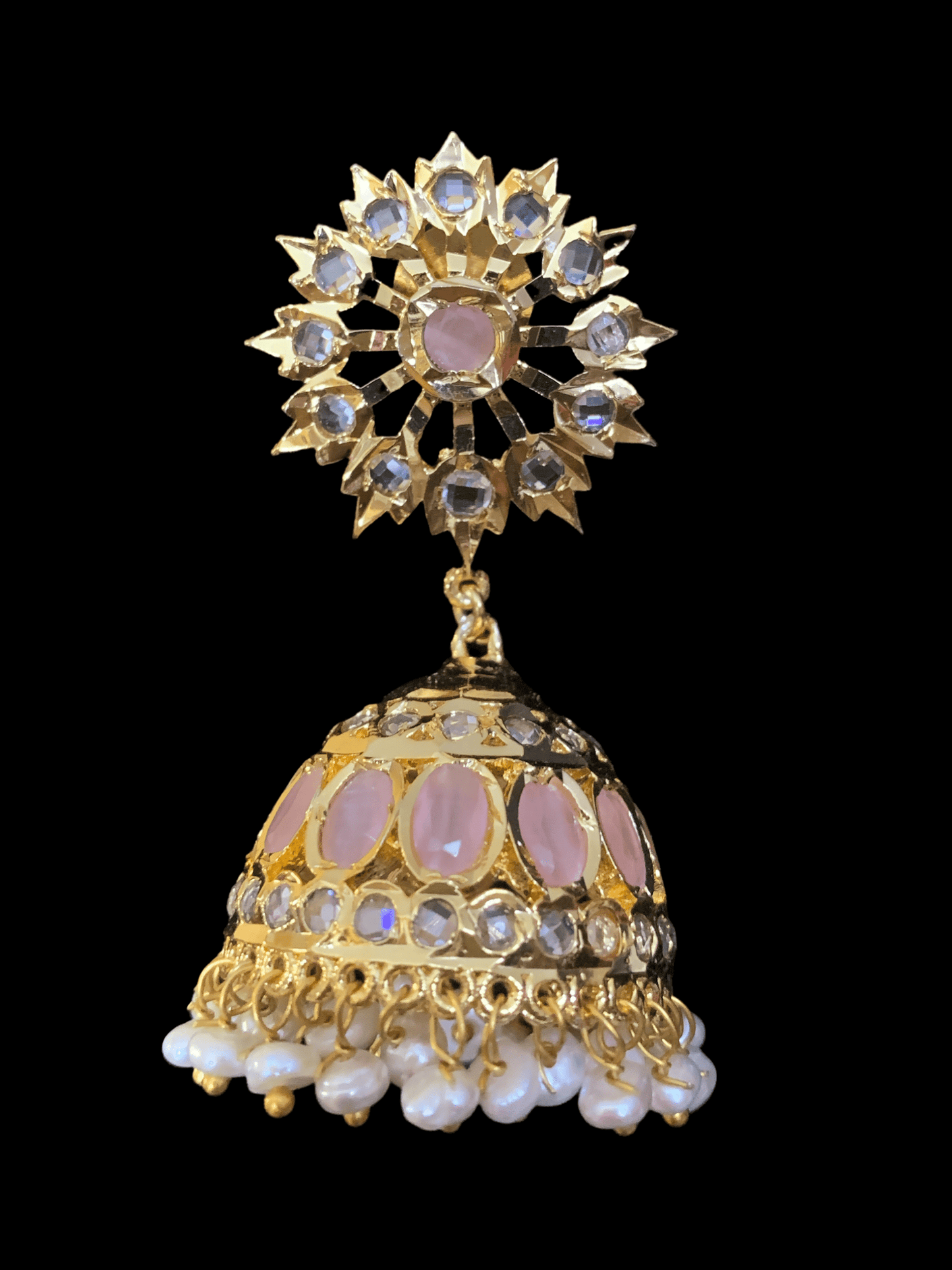 Hyderabadi fresh water pearl jhumka - pink ( READY TO SHIP )