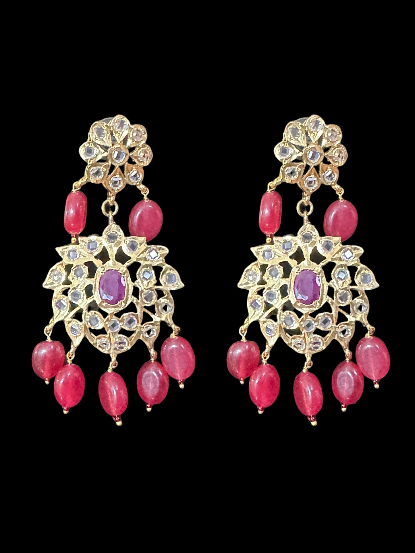 SAT79 Farmana three layer Hyderabadi Jadau necklace with earrings ( READY TO SHIP )