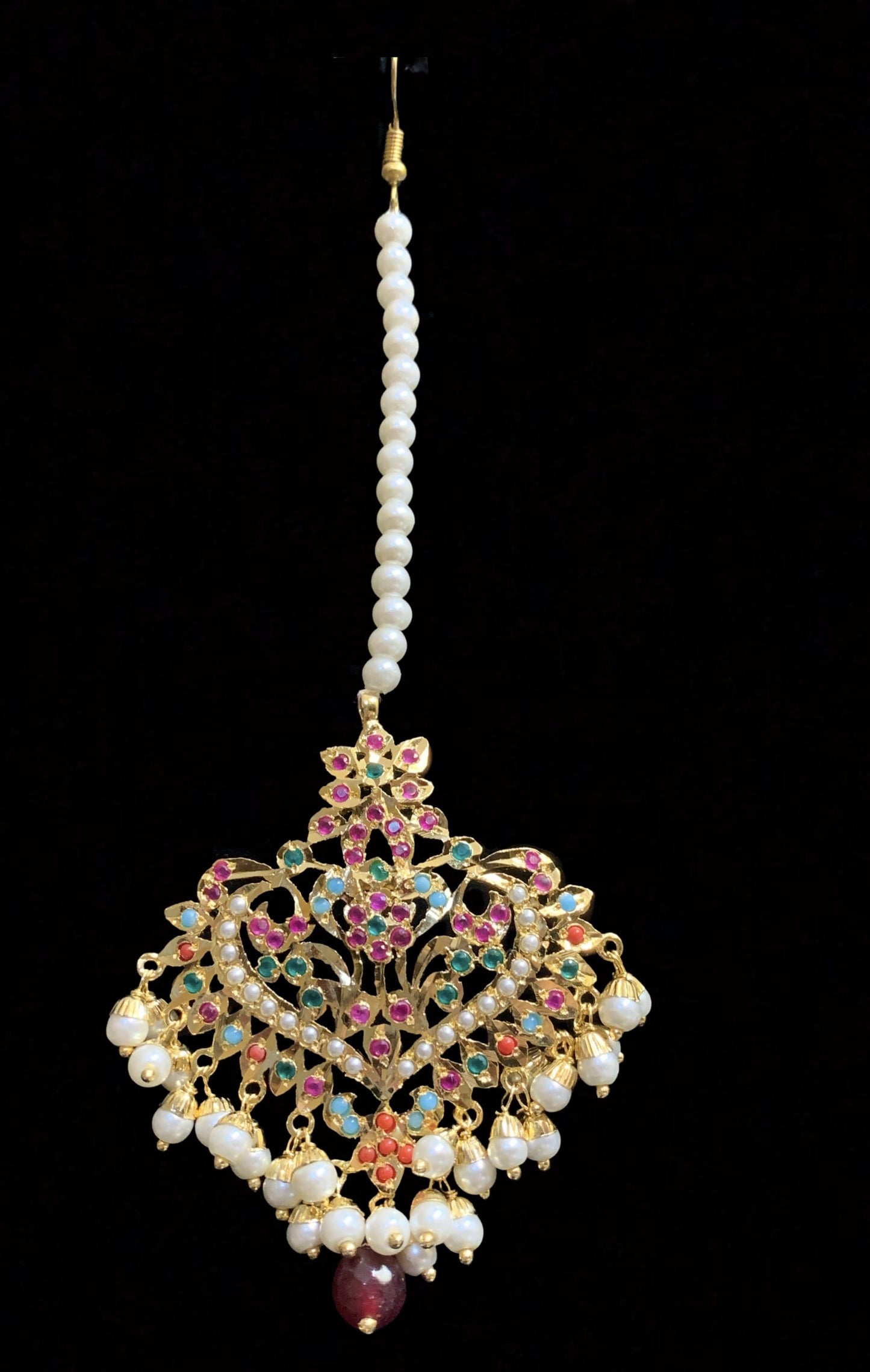DJET102 Afreen Navratan earrings tika ( READY TO SHIP )