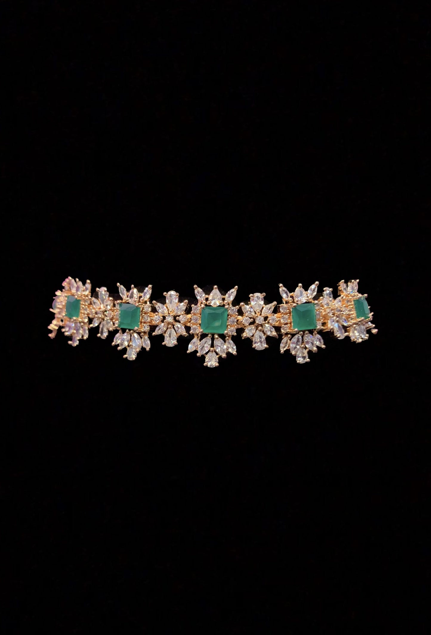 BR30 Sarah gold plated cz set in green ( READY TO SHIP )