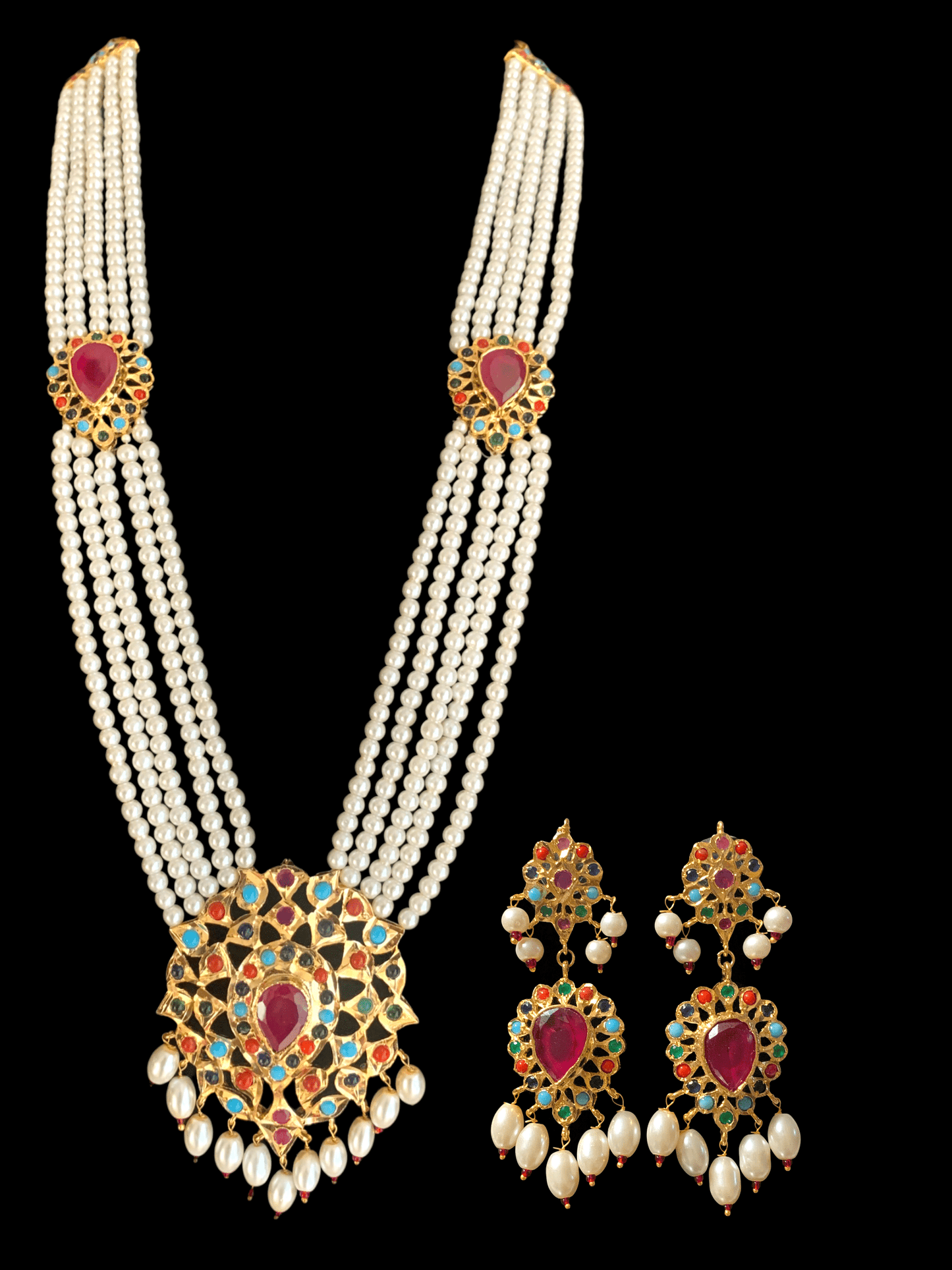 LN149 Rachel navratan long necklace , (SHIPS IN 4 WEEKS)