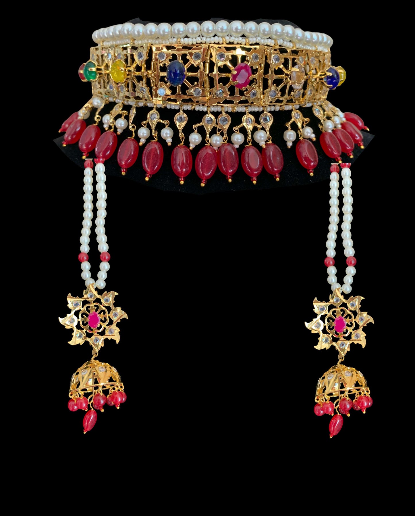 BR47 Navratan jadavi alcha hyderabadi bridal set (READY TO SHIP )
