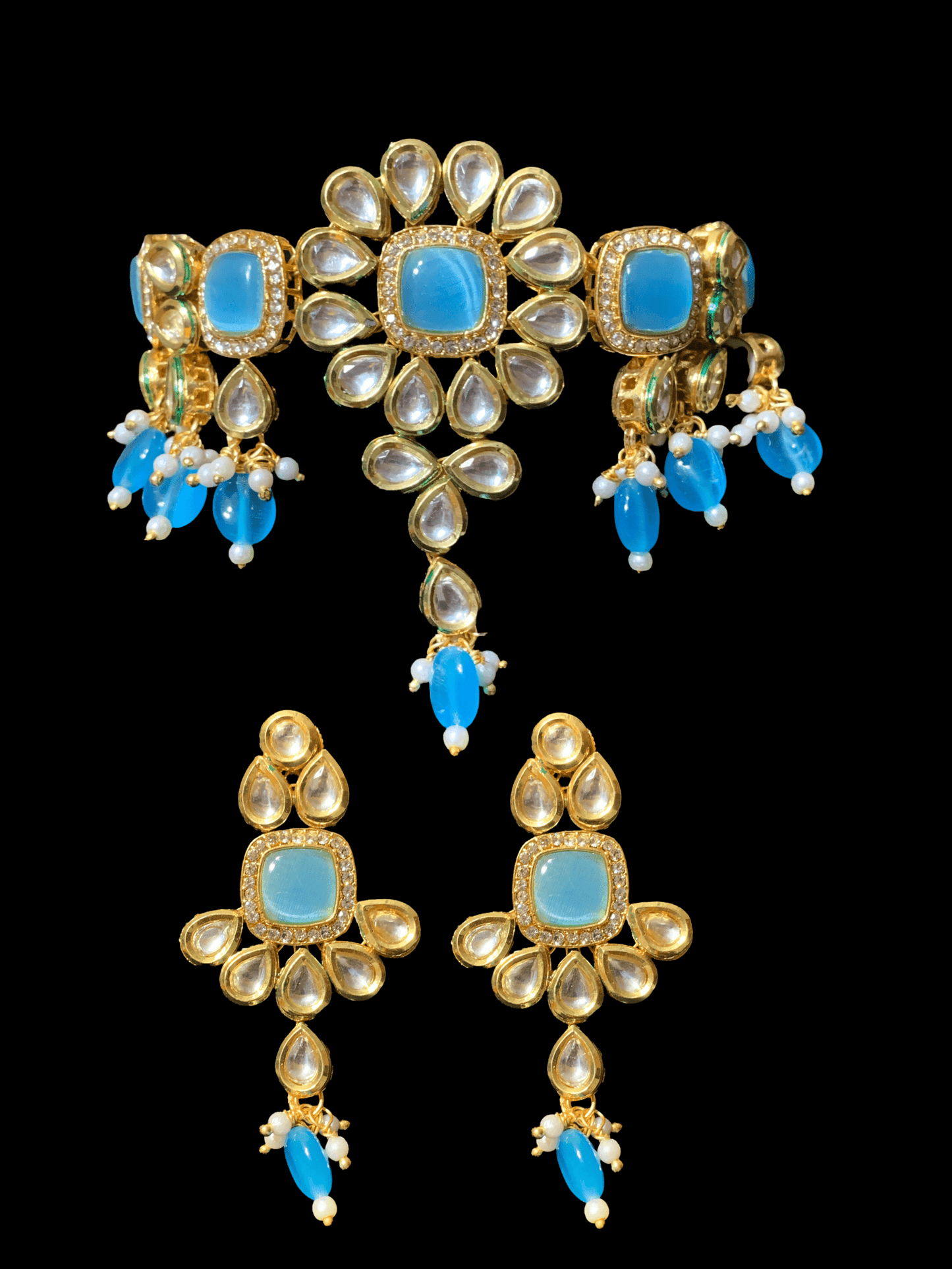 C61 Medha Kundan choker - blue ( READY TO SHIP )