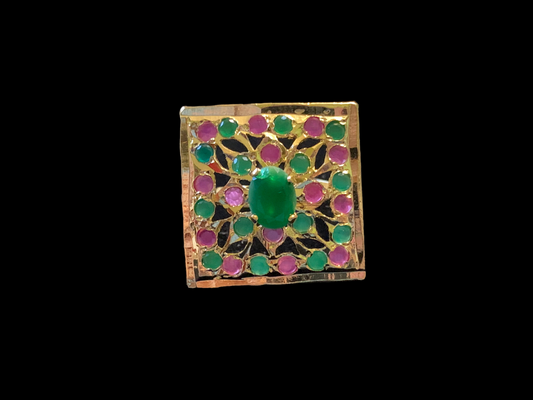 DJR82 Gold plated square ring-  multicolor  ( READY TO SHIP)
