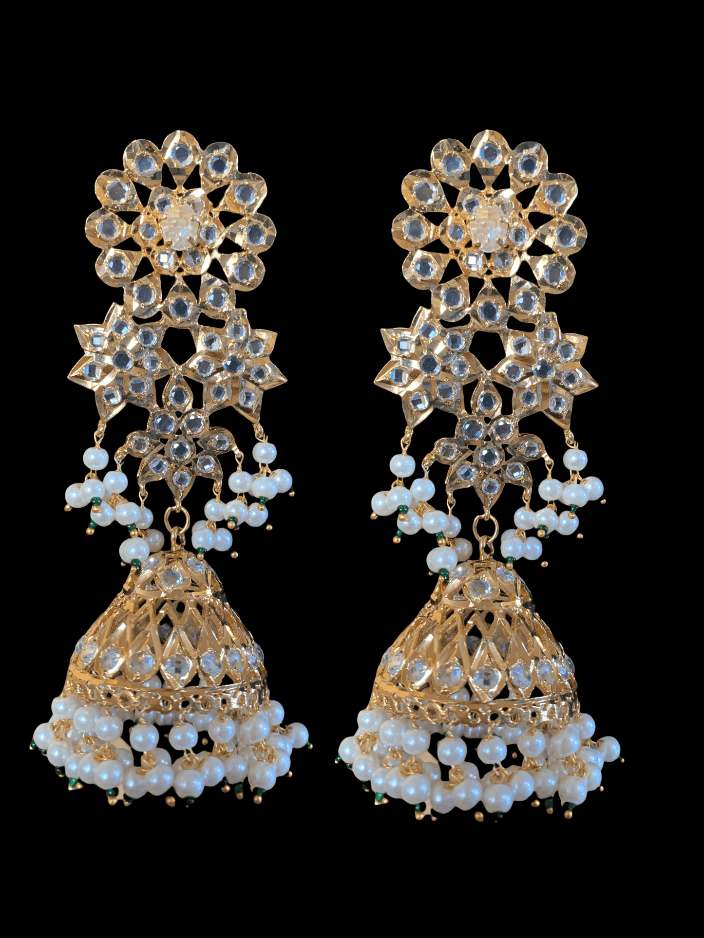 DER199 Tamanna oversized jhumka - green beads ( READY TO SHIP )
