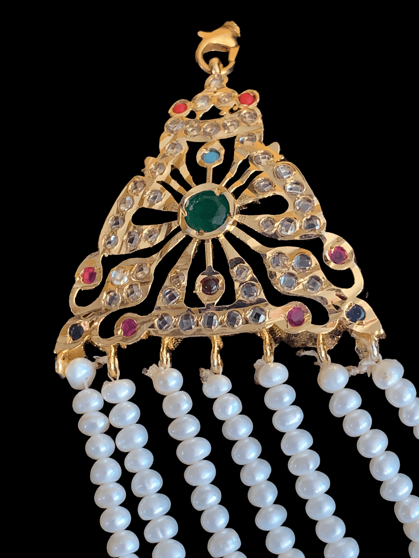 SAT8 Talia satlada in fresh water pearls - navratan (READY TO SHIP)