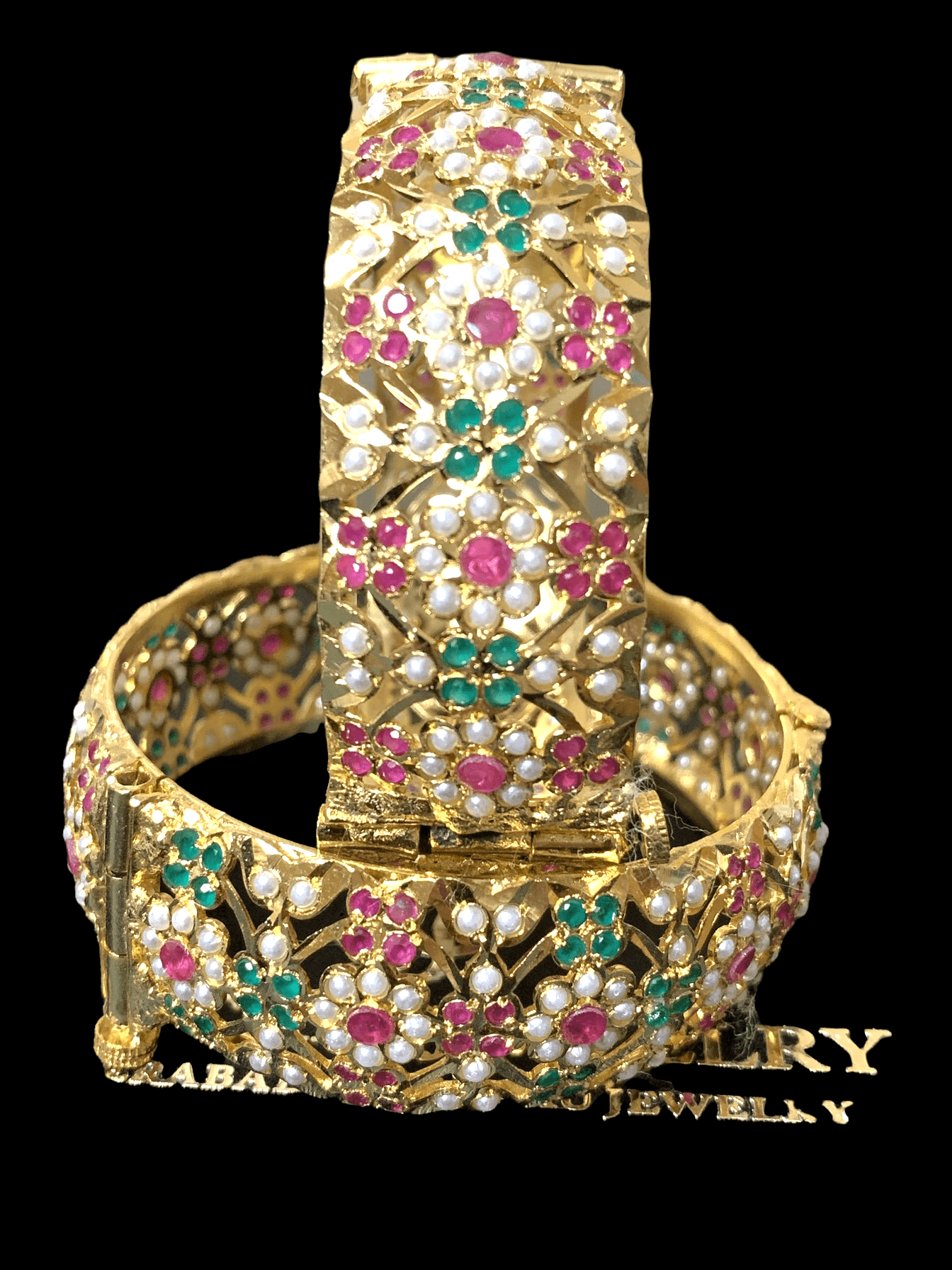 B11 Shibra bangles - ruby emerald - one pair ( READY TO SHIP )