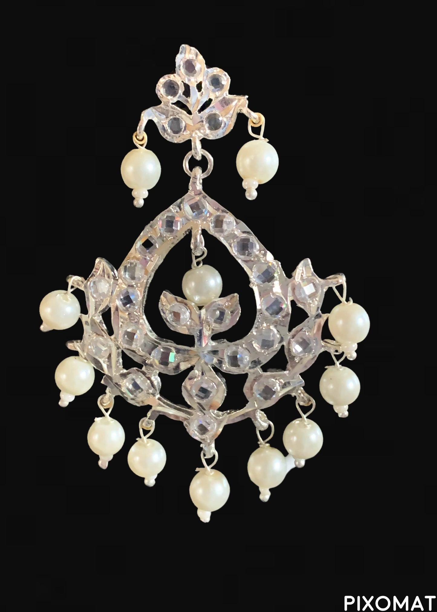 DER780 Dina hyderabadi Chandbali with silver plating ( READY TO SHIP )