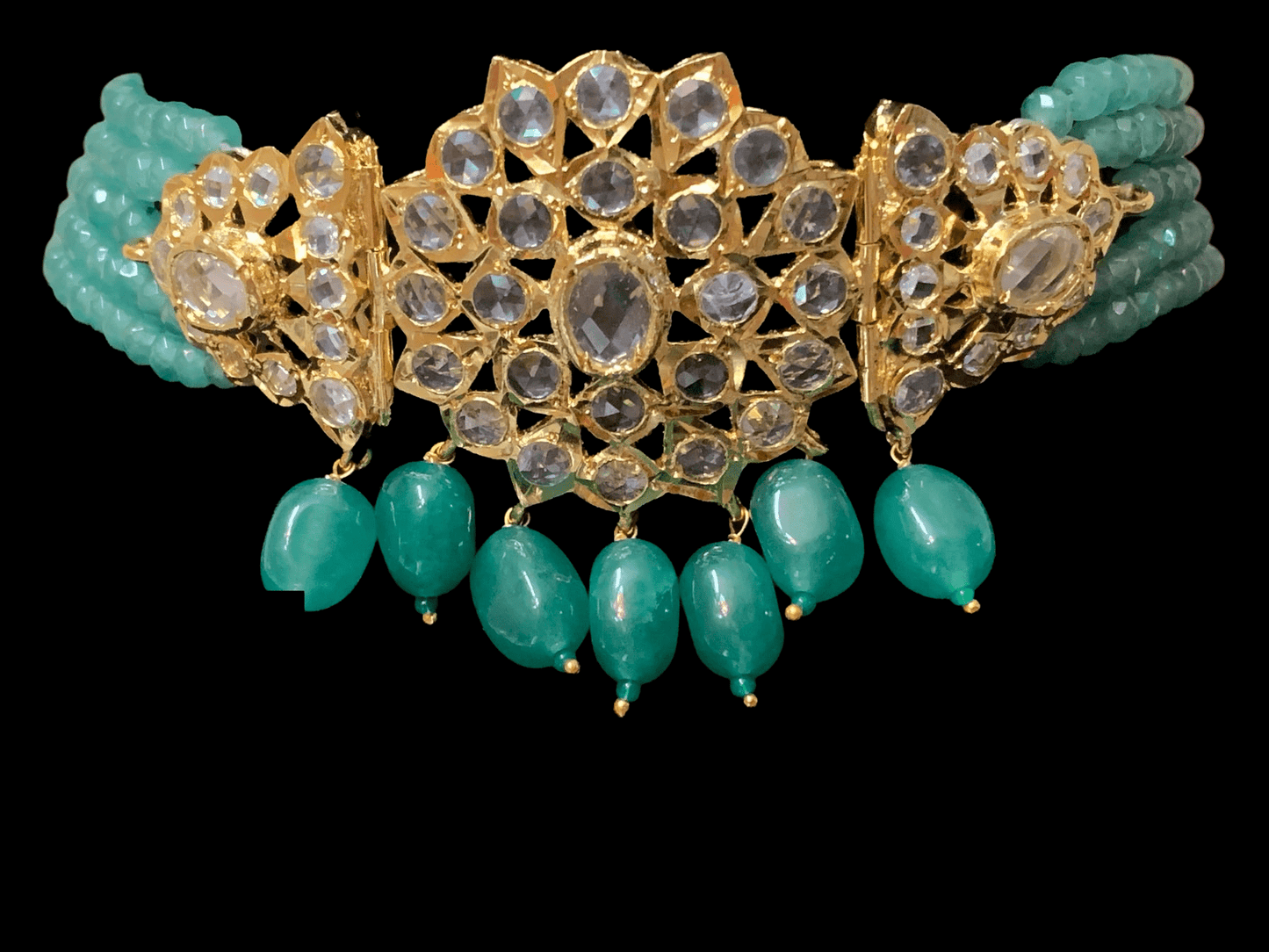 C48 Mushk choker in light green beads ( READY TO SHIP)