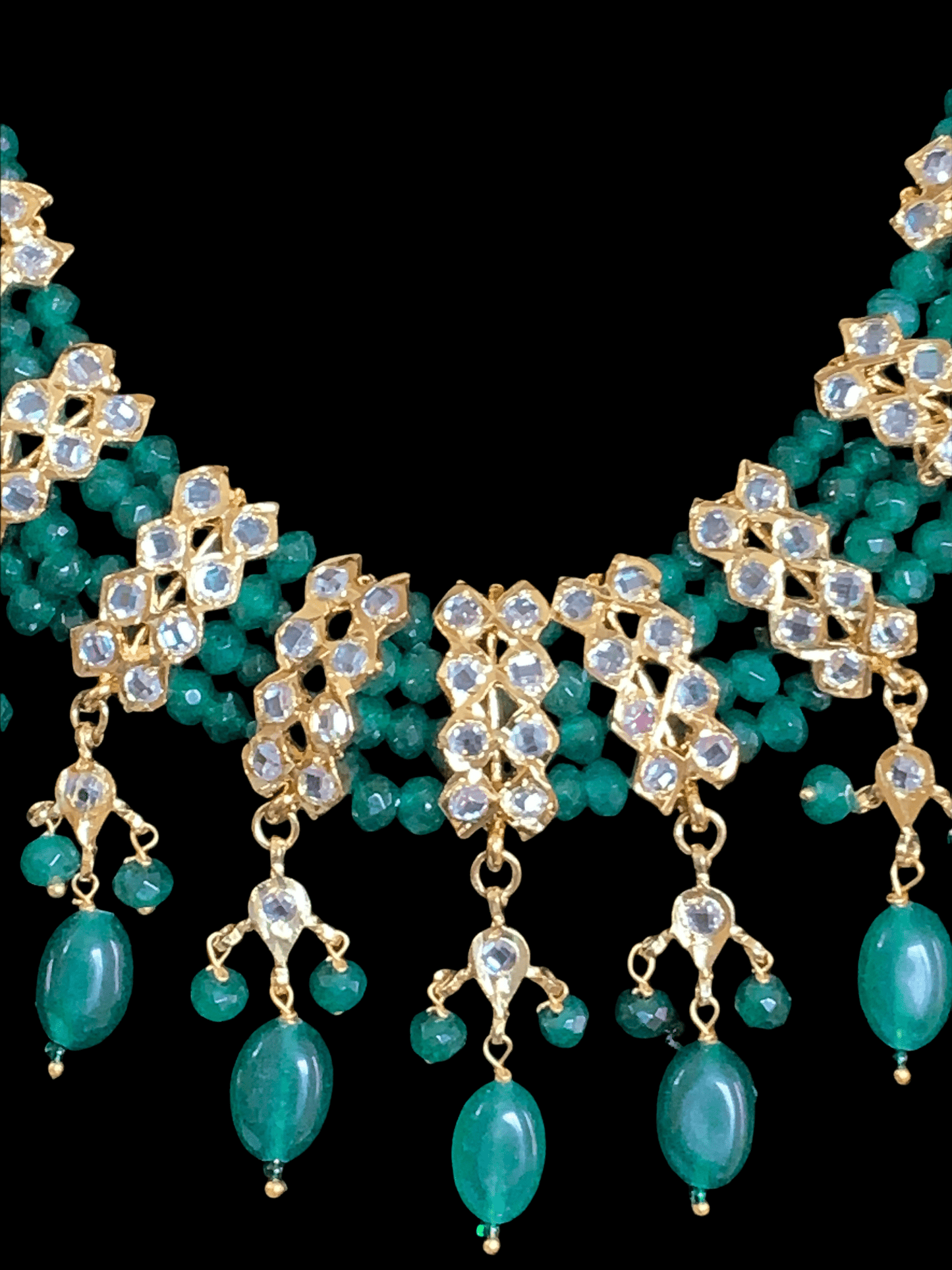 LN70 Esra multipendant necklace-dark green ( READY TO SHIP )