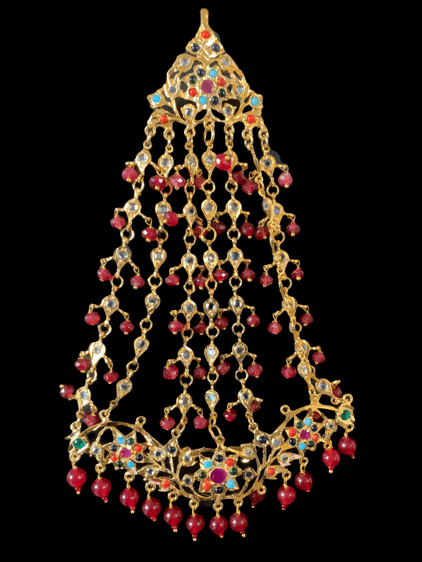 JTK00 Hira navratan  jhoomar tika  ( READY TO SHIP )