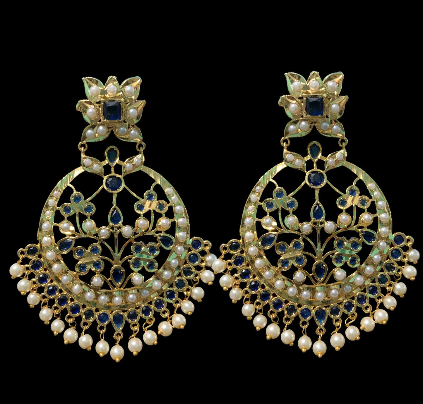 DER209 Radha sapphire chandbali (READY TO SHIP )