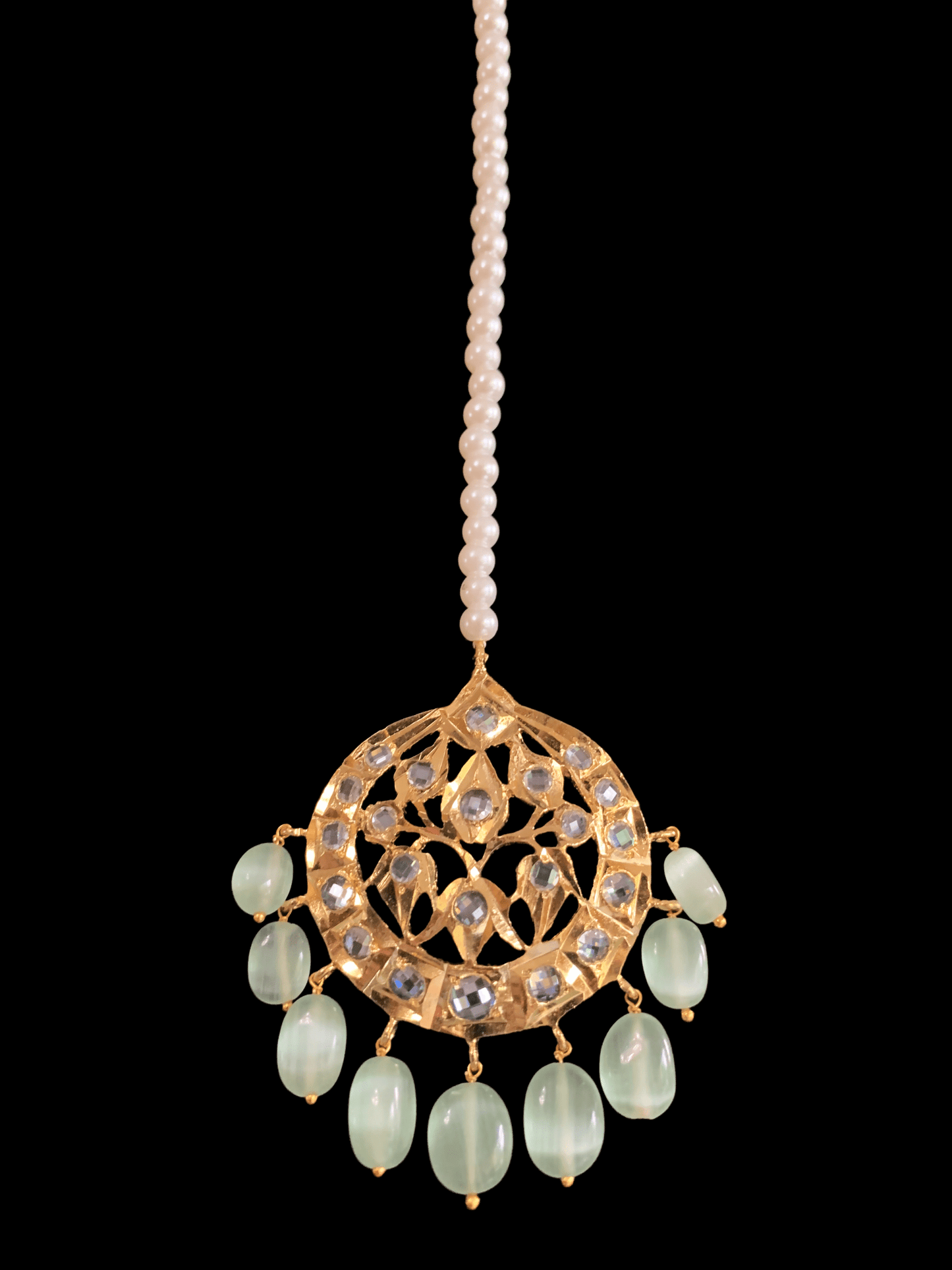 BR61 Insia Jadavi lacha bridal-set in green beads  ( SHIPS IN 4 WEEKS  )