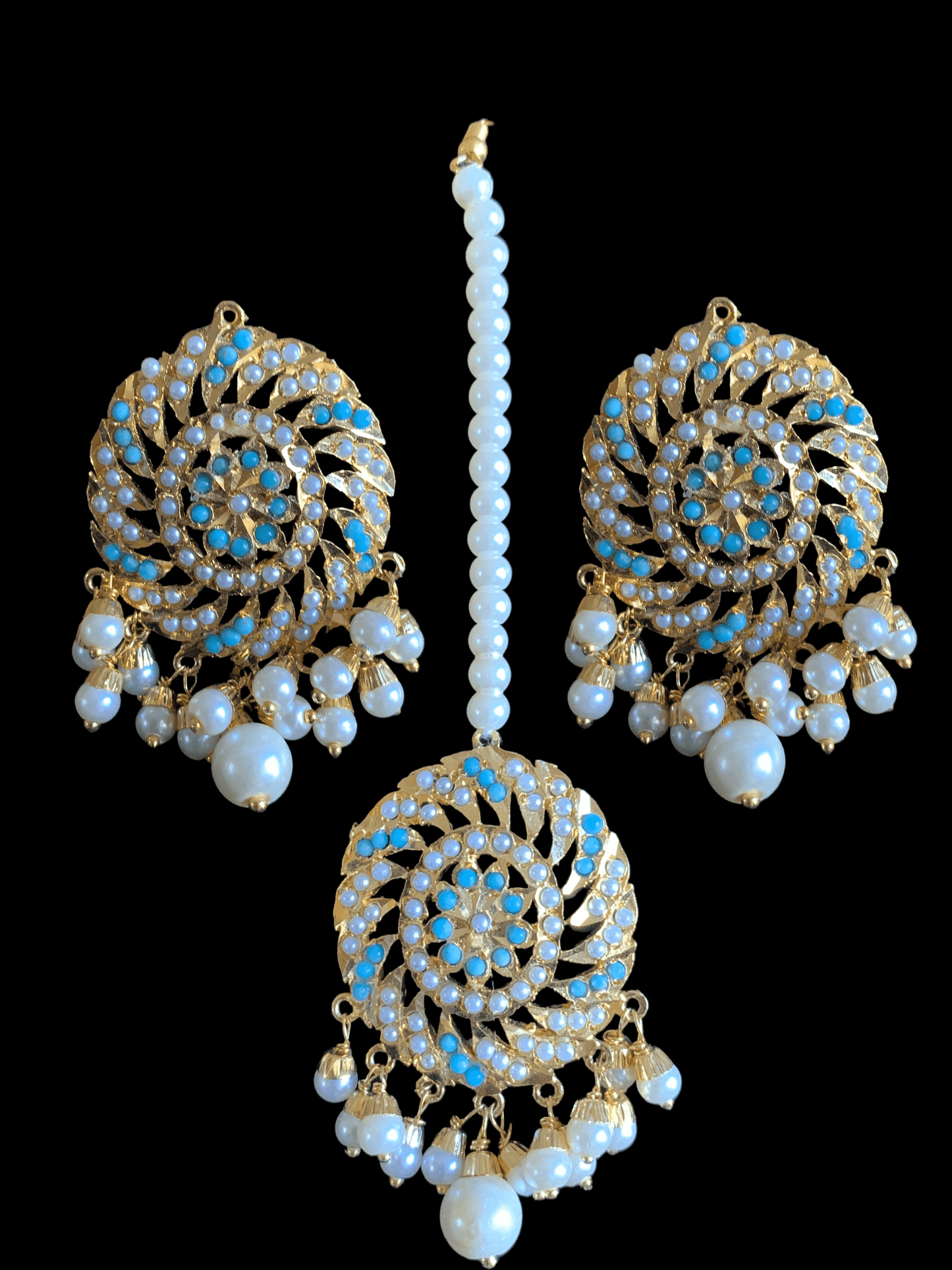 NS320 Sehar punjabi Jadau necklace with earrings tika (READY TO SHIP)