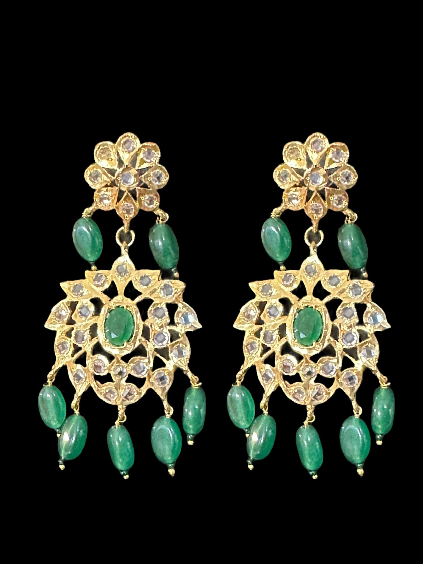 SAT78 Farmana three layer Hyderabadi necklace with earrings ( READY TO SHIP )