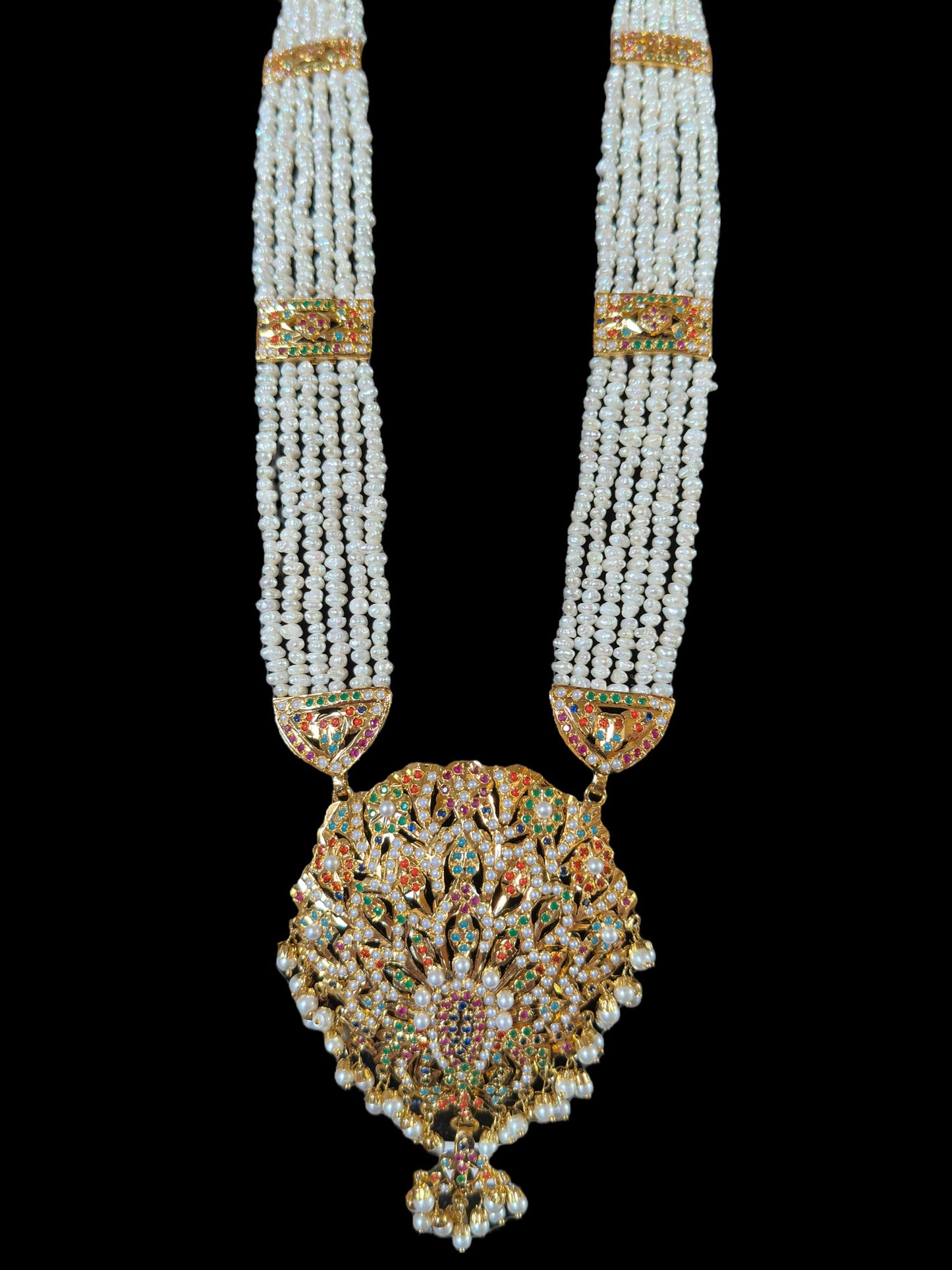 LN208 punjabi Jadau Rani haar in fresh water pearls ( READY TO SHIP )