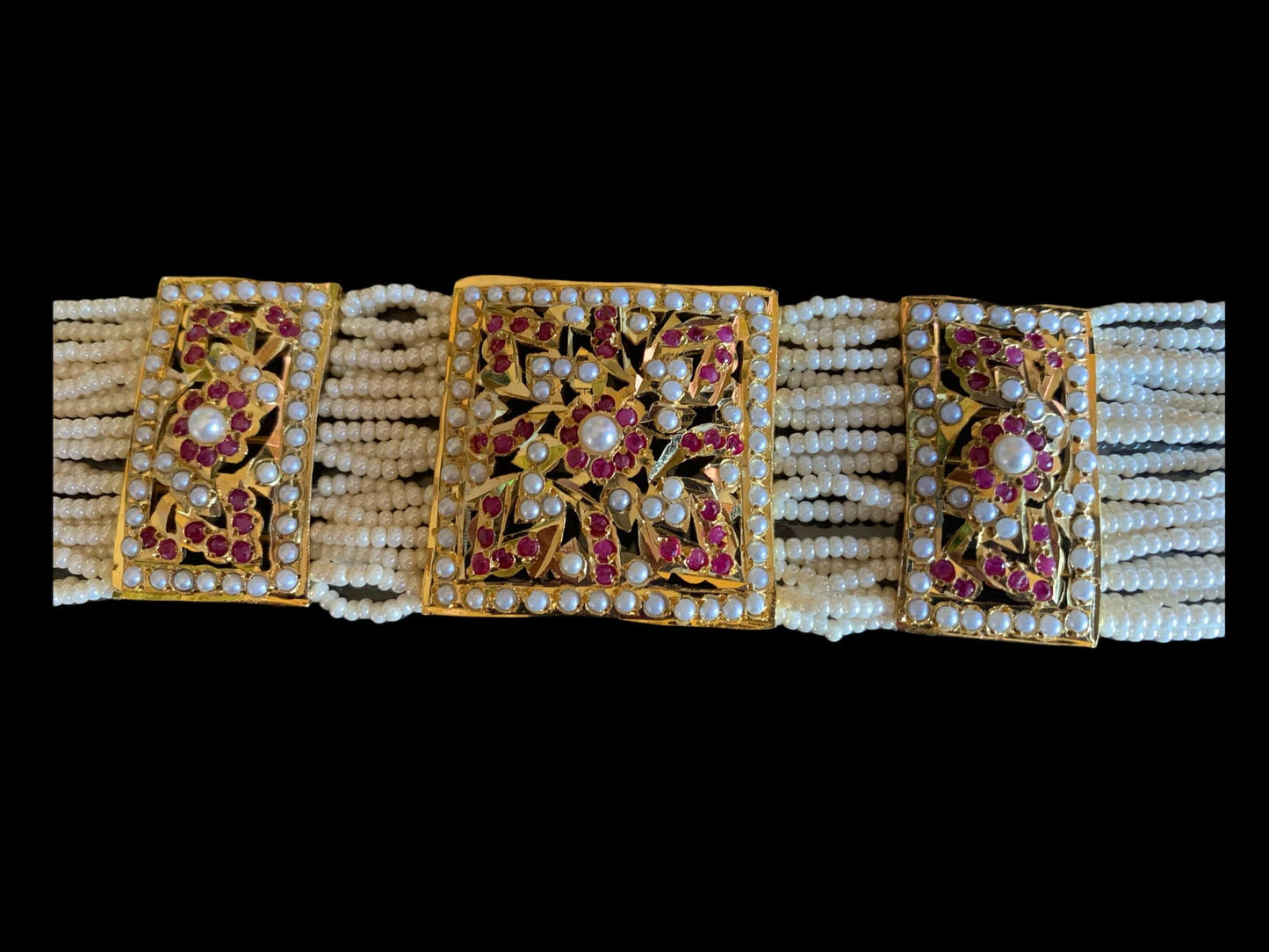 B79 Verdah jadau bracelet in ruby ( SHIPS IN 4 WEEKS )