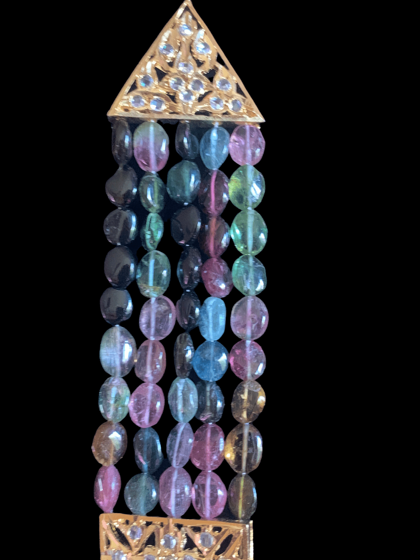 LN57 Ghazal natural tourmaline beads Rani haar ( SHIPS IN 4 WEEKS )