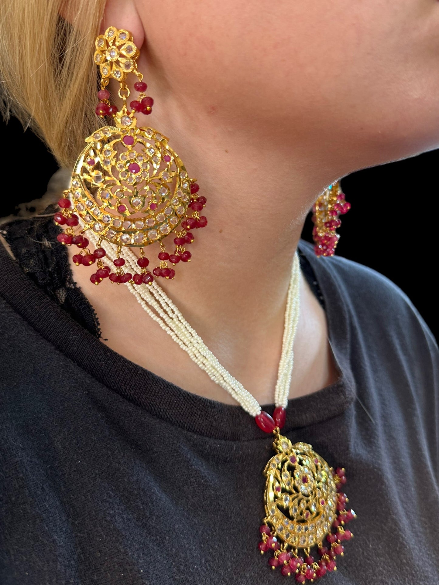 Romana pendant set in rubies ( READY TO SHIP )