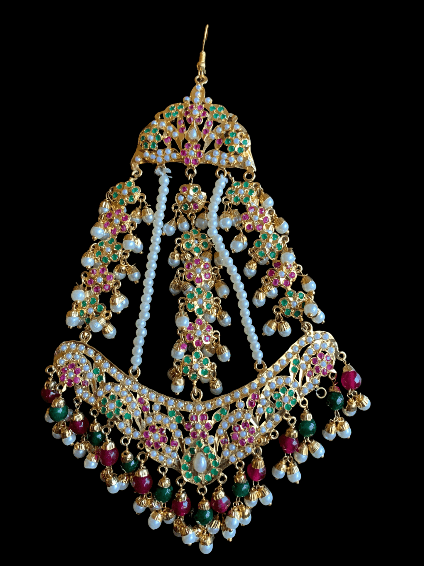 DJHR42 Punjabi jadau jhoomar in ruby emerald  ( READY TO SHIP)