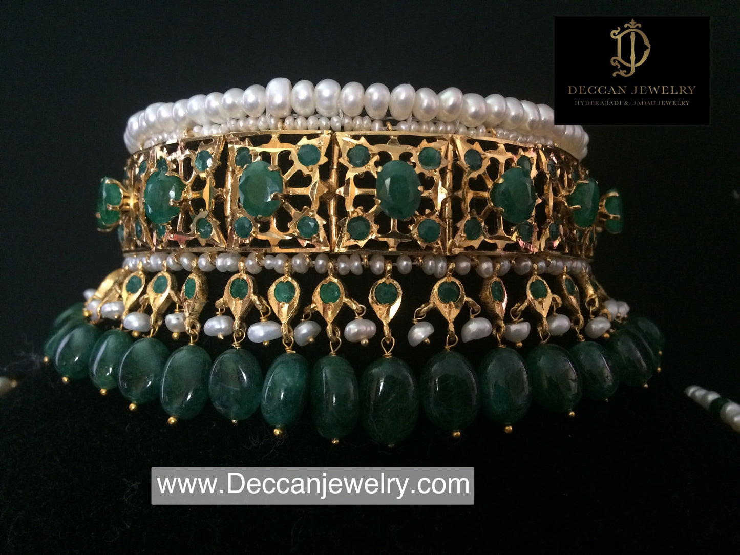 Jadavi lacha in emeralds and fresh water pearl ( SHIPS IN 5 WEEKS )