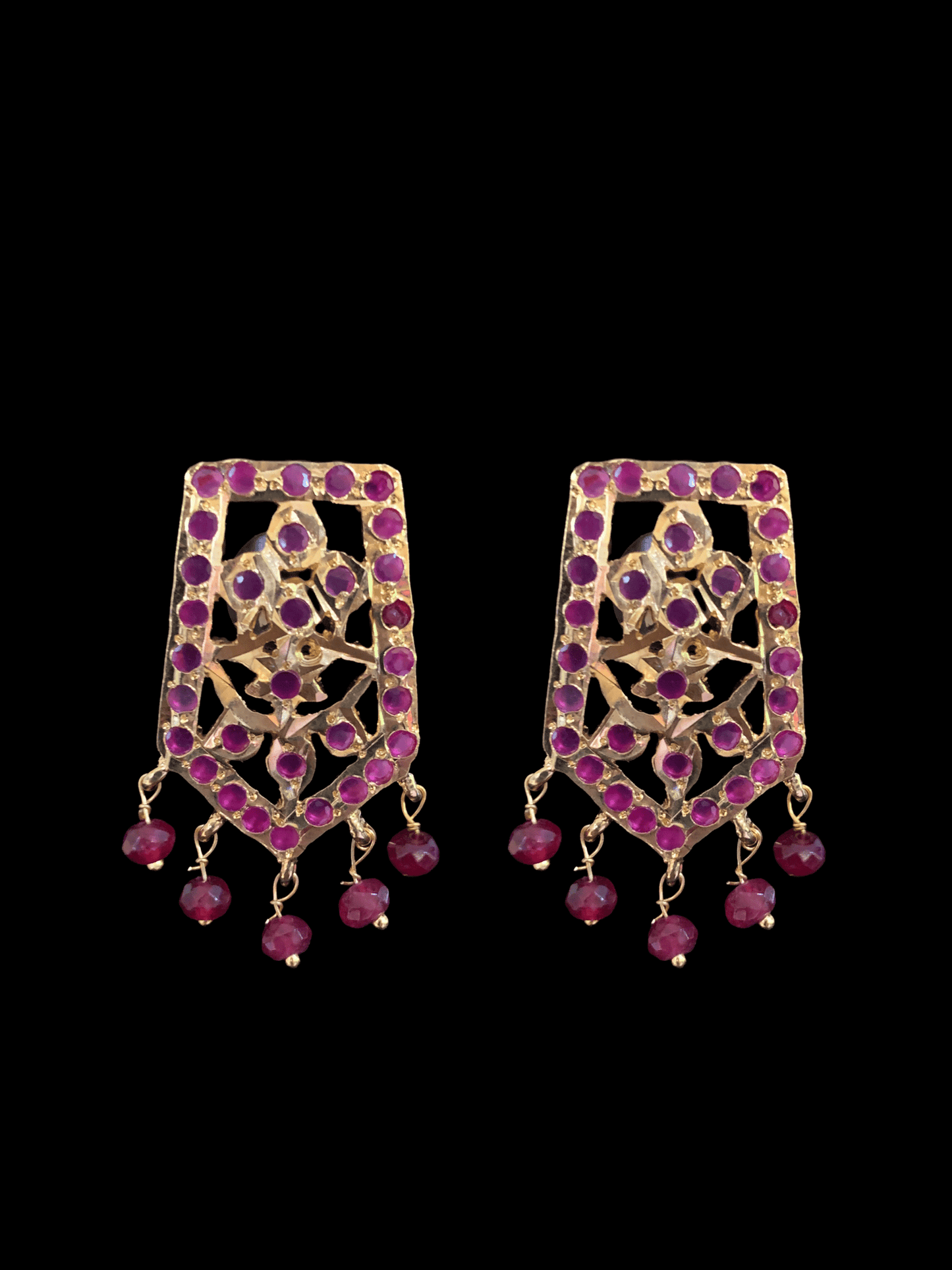 C102 Indu Hyderabadi Jadau choker with earrings In ruby beads ( SHIPS IN 3 WEEKS )