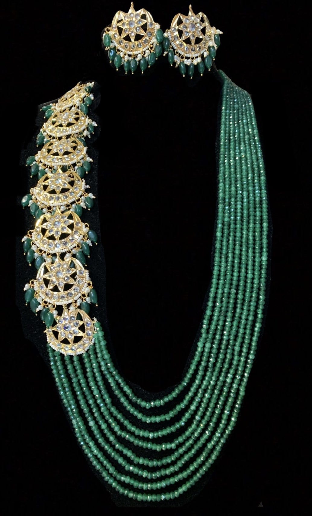 LN82 Darika Multi brooch necklace set ( GREEN ) ( SHIPS IN 4 WEEKS )