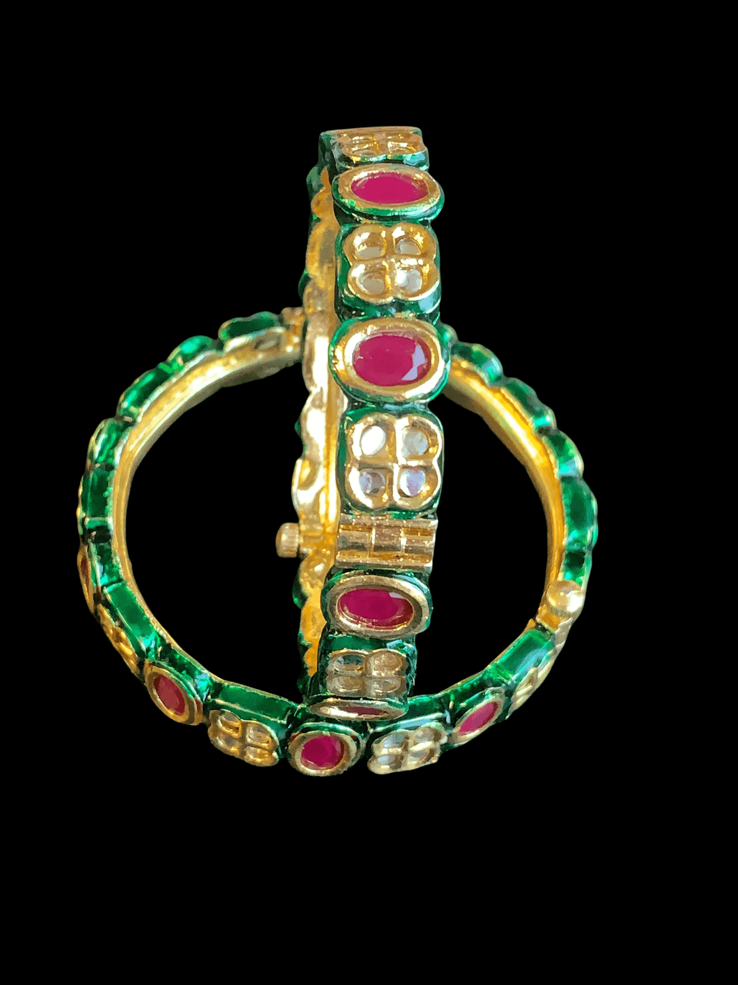 B180 Amelia kundan bangles in ruby ( READY TO SHIP )