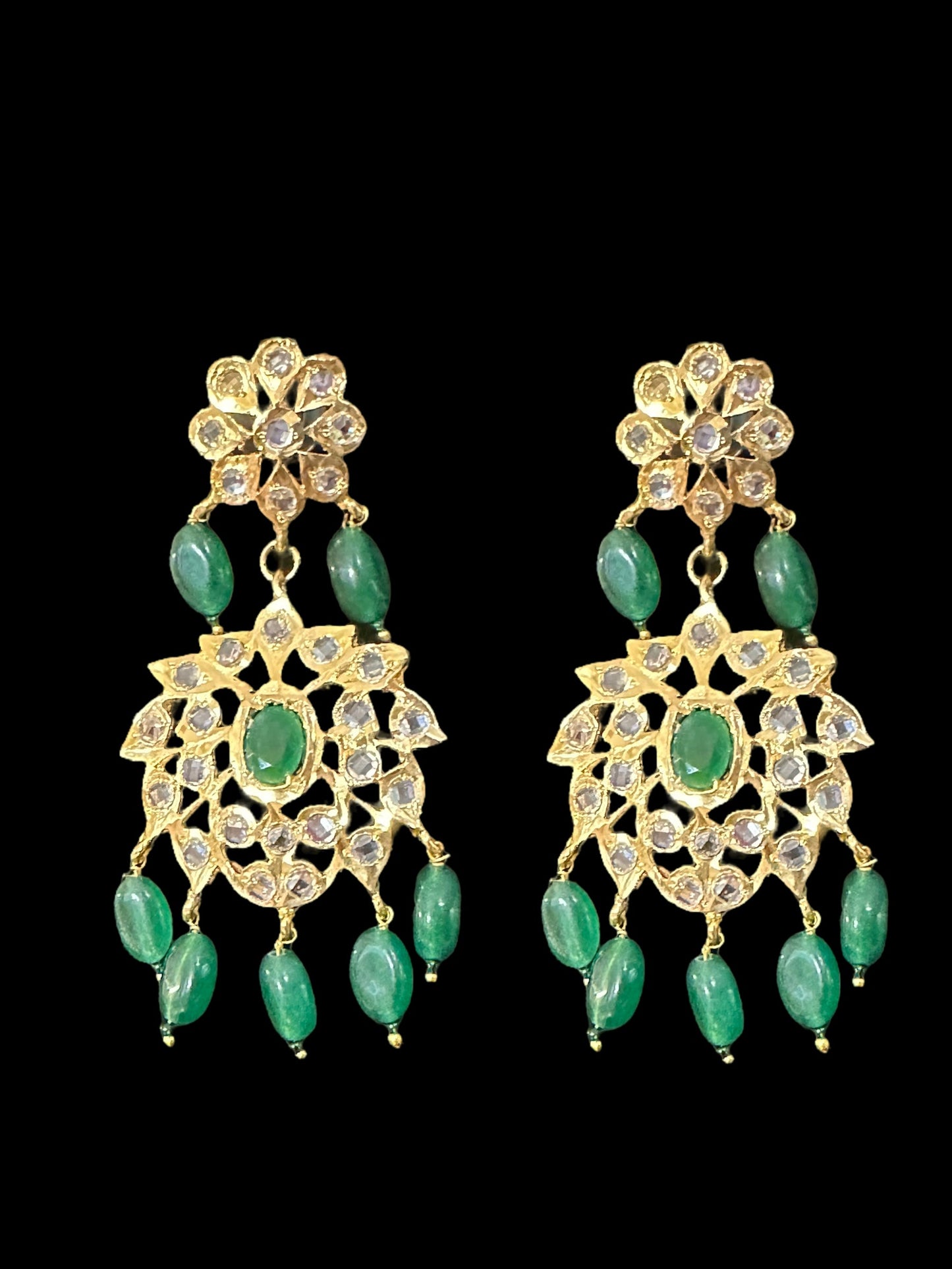 SAT78 Farmana three layer Hyderabadi necklace with earrings ( READY TO SHIP )