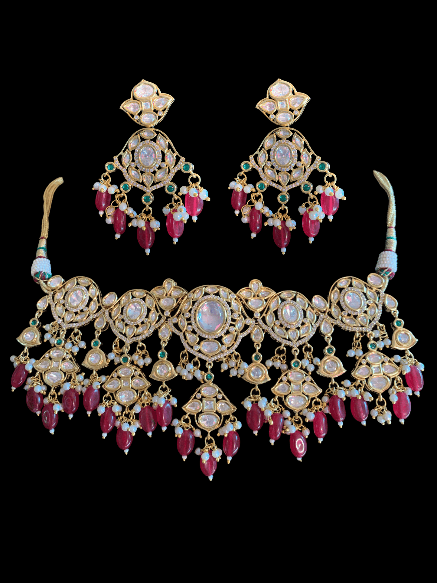 C63 Liza polki choker set - red ( READY TO SHIP)