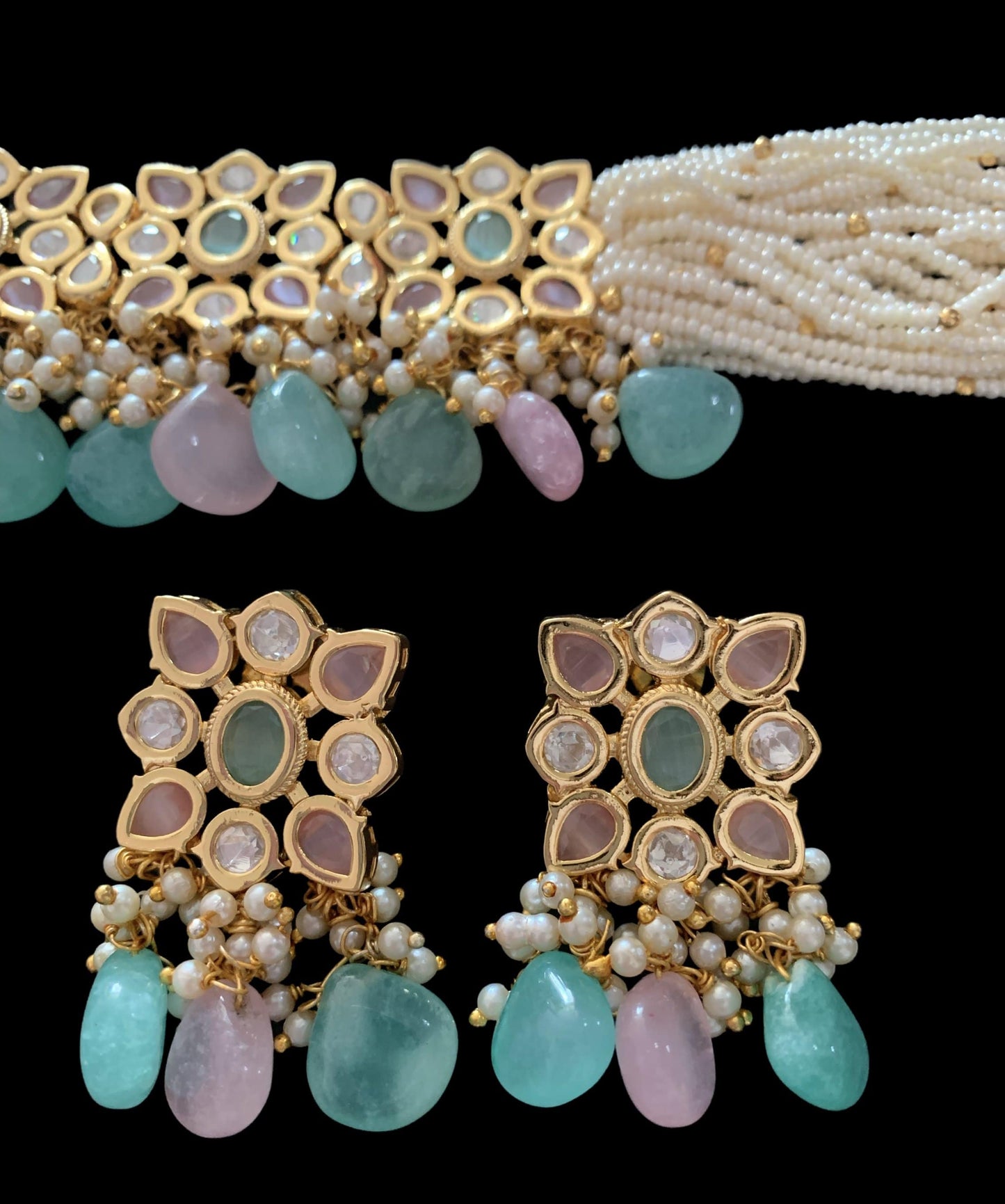 C156 Meera polki choker with earrings ( READY TO SHIP )